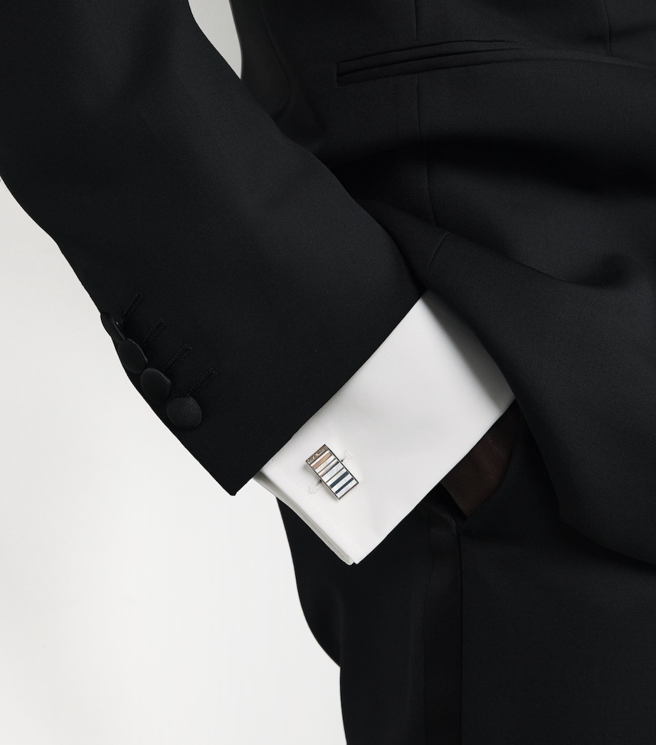 Mother-of-Pearl Signature Stripe Cufflinks 82_SILVER Image 5