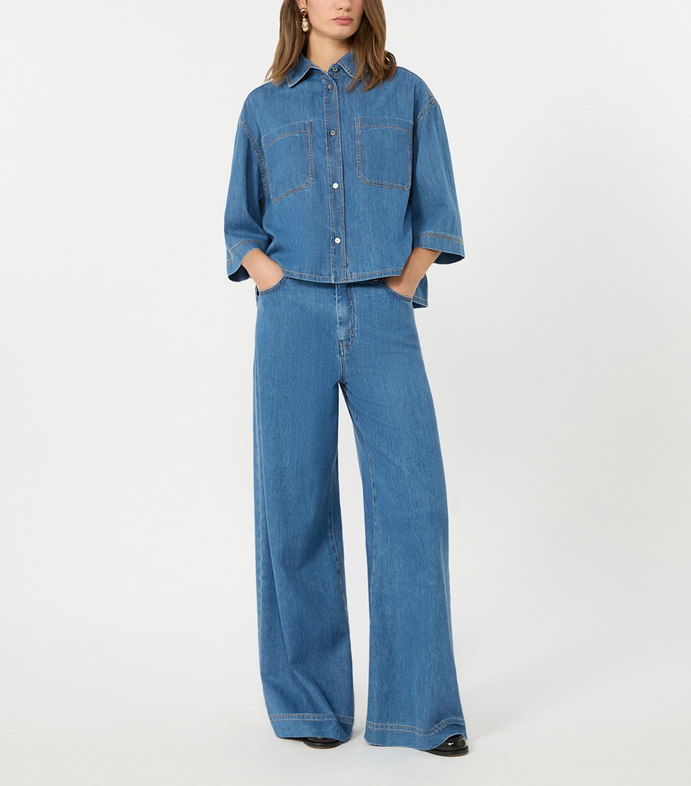 Weekend Max Mara Womens High-Rise Wide-Leg Jeans Navy Image 2