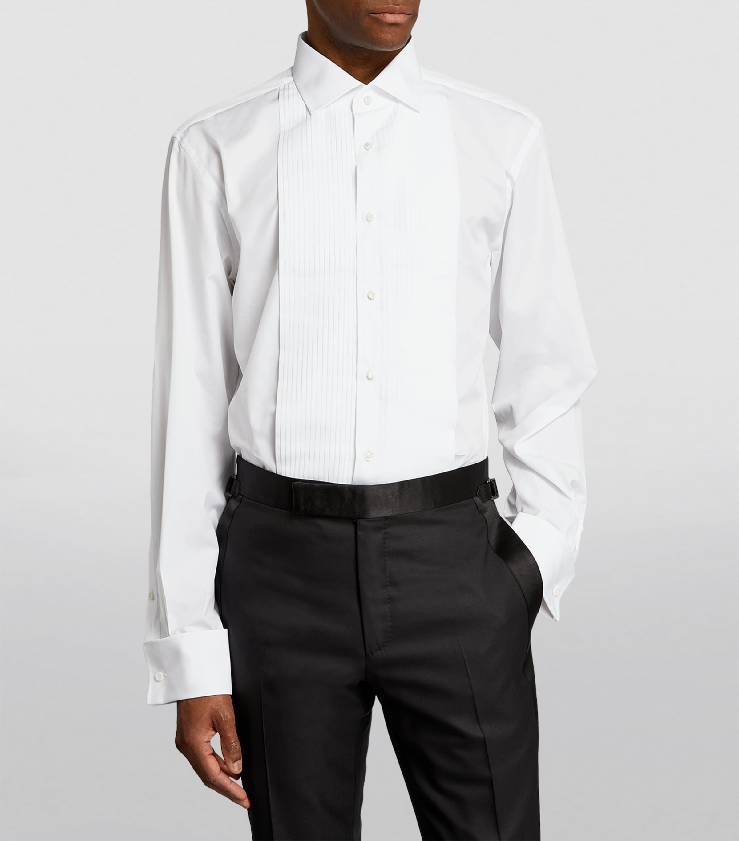 Pleated Tuxedo Shirt WHITE Image 3