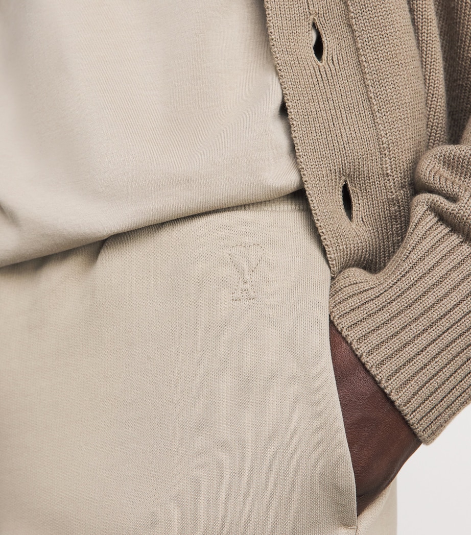 AMI Paris Mens Cotton Ami de Coeur Sweatpants Beige Taupe Image 3