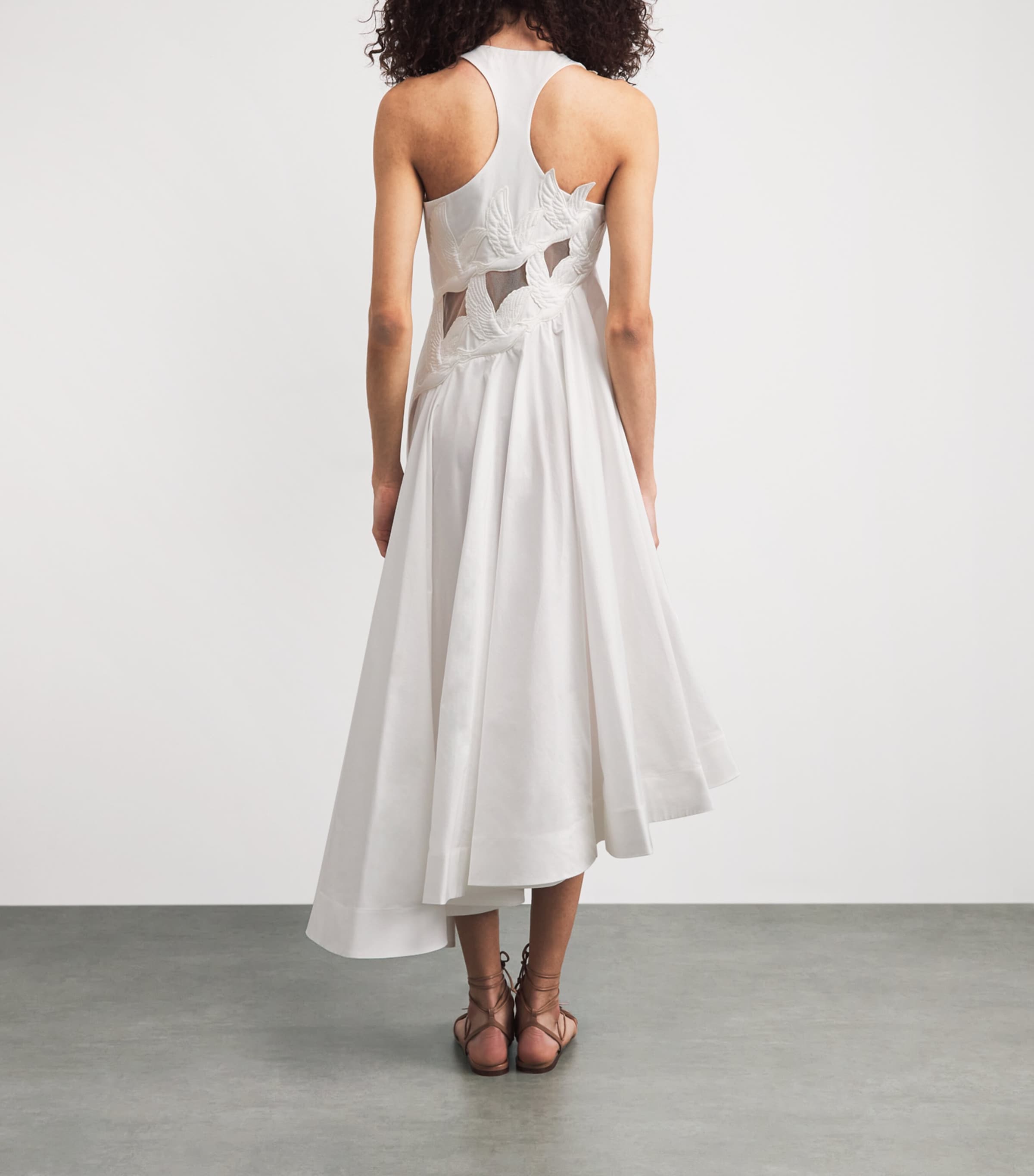 Zimmermann Womens Cotton Appliqué Luna Midi Dress Ivory Image 4
