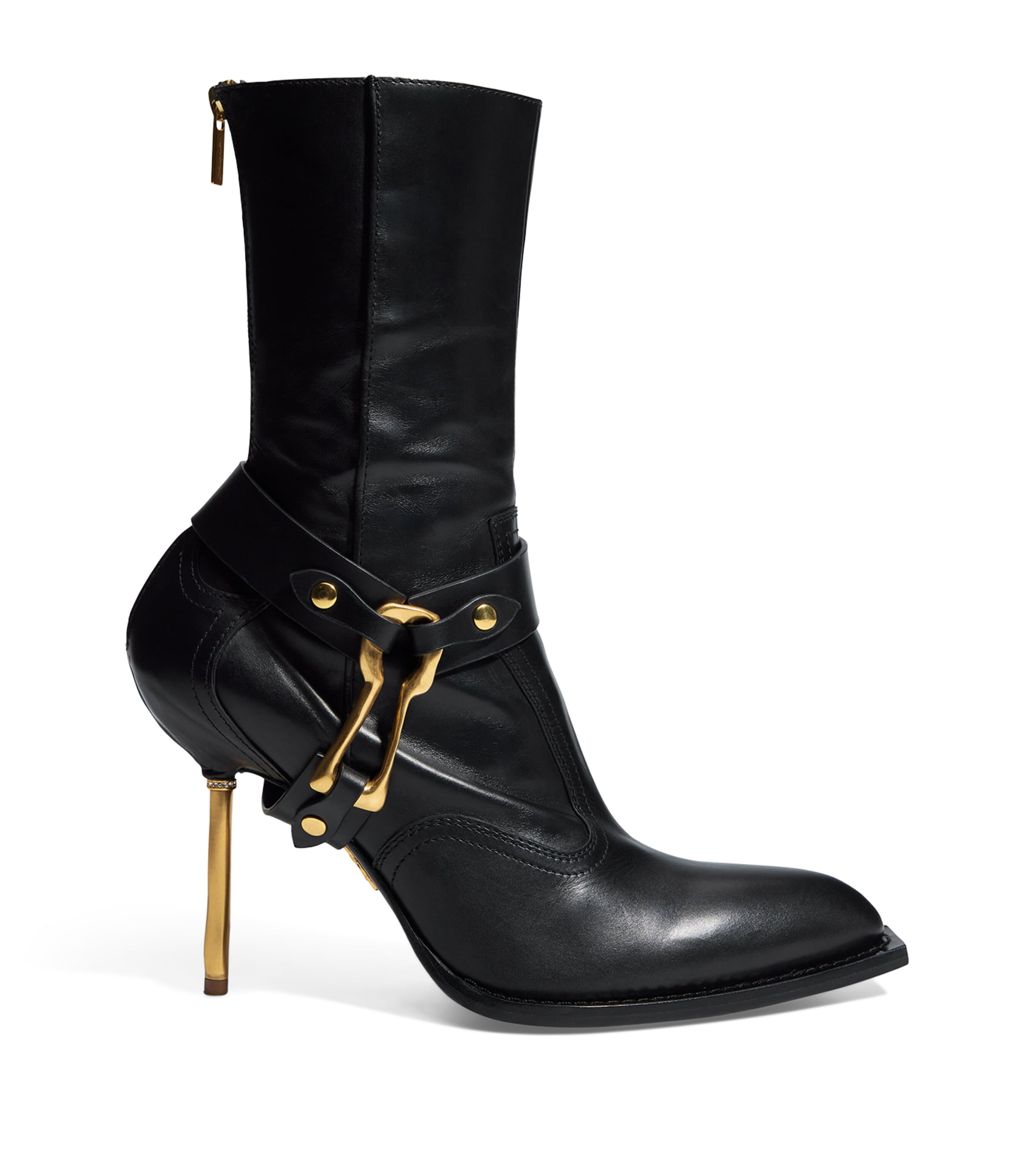Leather Keyhole Ankle Boots 95 999 BLACK Image 1