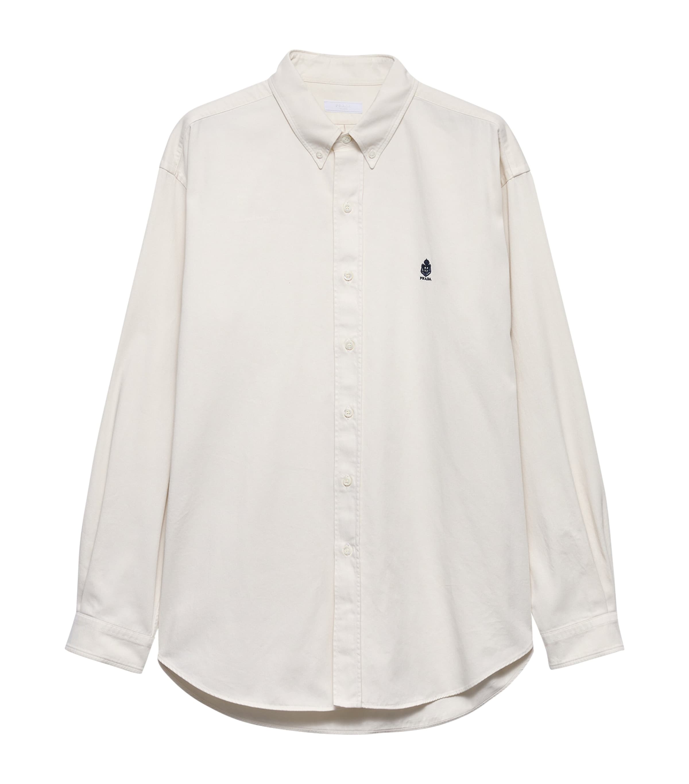 Prada Mens Cotton Logo Shirt Neutral Image 1
