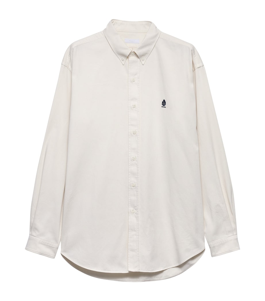 Prada Mens Cotton Logo Shirt Neutral Image 1
