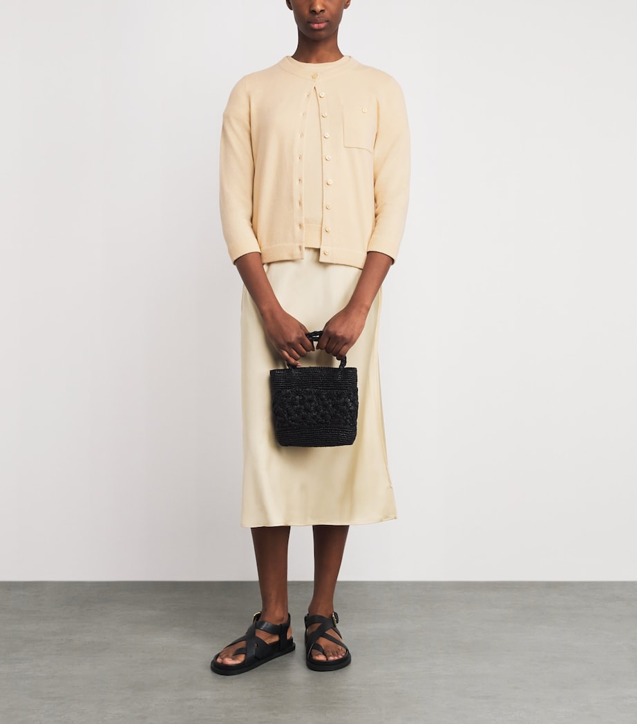 Vince Womens Wool-Blend Pocket Cardigan Chamomile Image 2