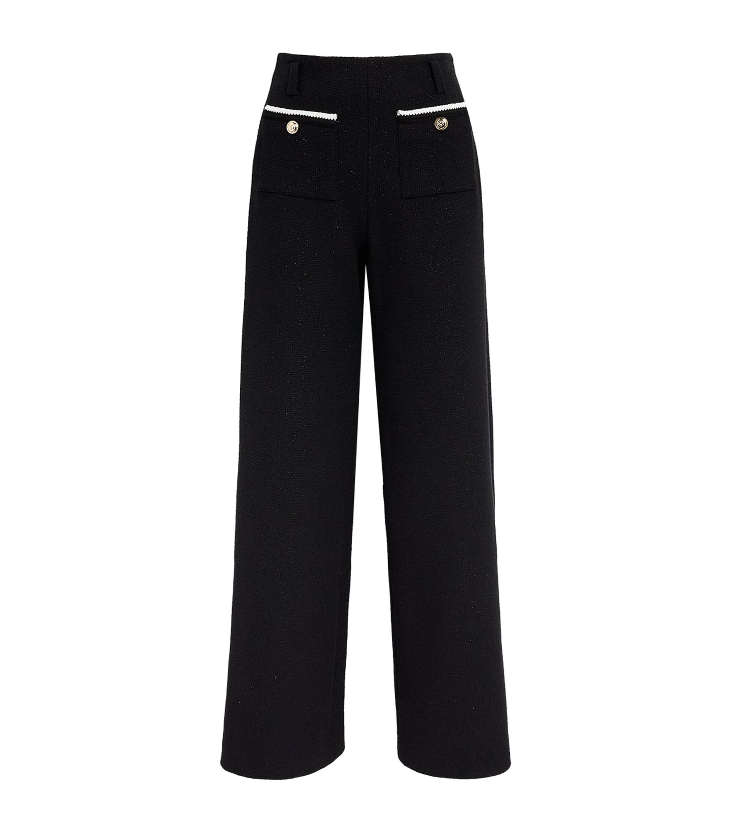 Maje Womens Tweed Wide-Leg Trousers Black Image 1