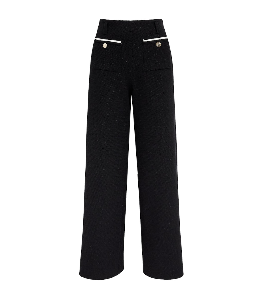 Maje Womens Tweed Wide-Leg Trousers Black Image 1