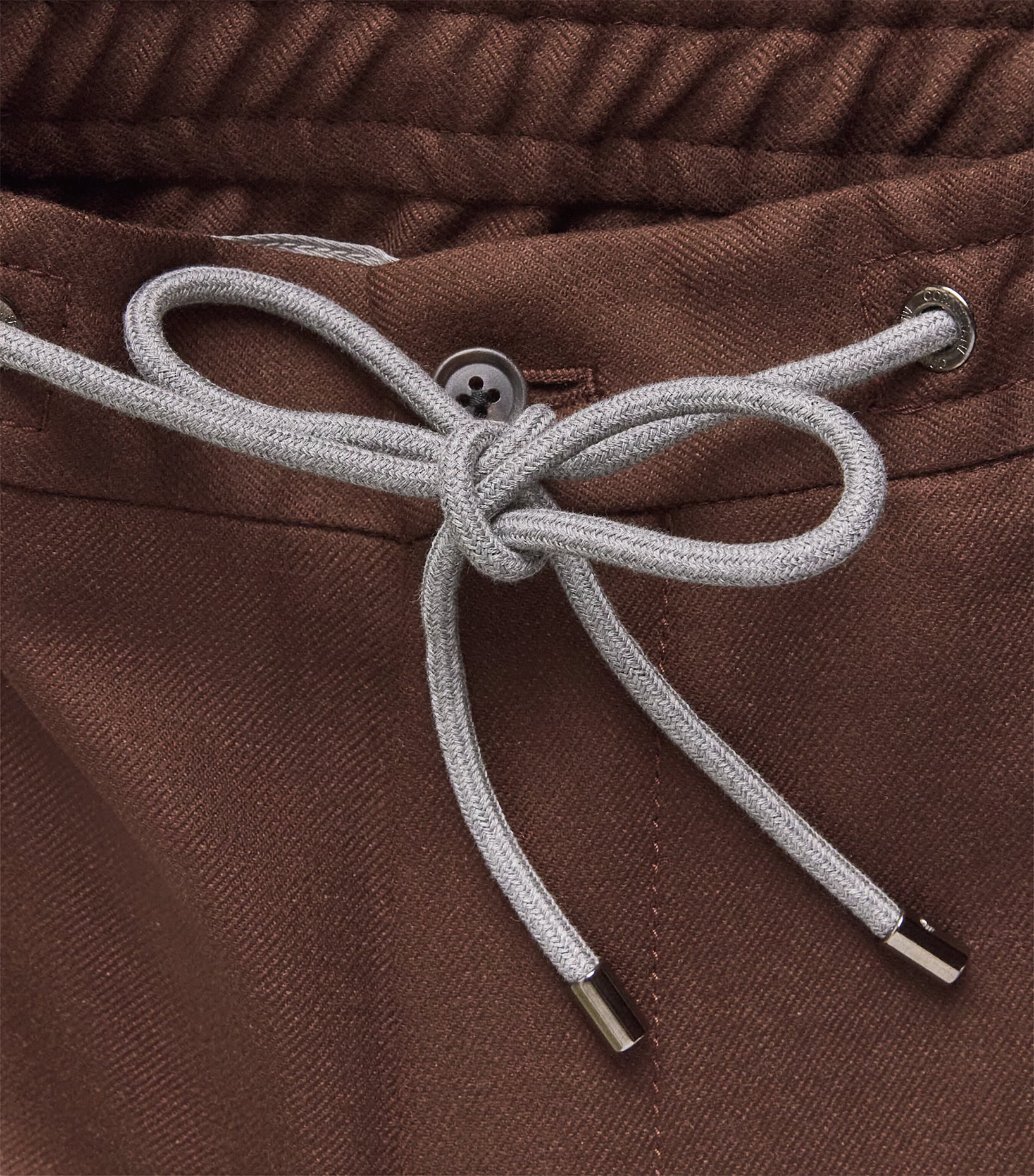 Corneliani Mens Virgin Wool-Blend Slim Tailored Trousers Brick Brown Image 6