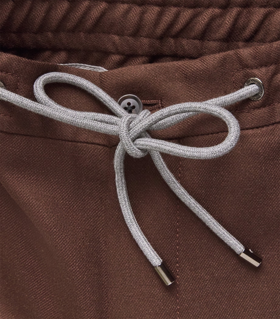 Corneliani Mens Virgin Wool-Blend Slim Tailored Trousers Brick Brown Image 6