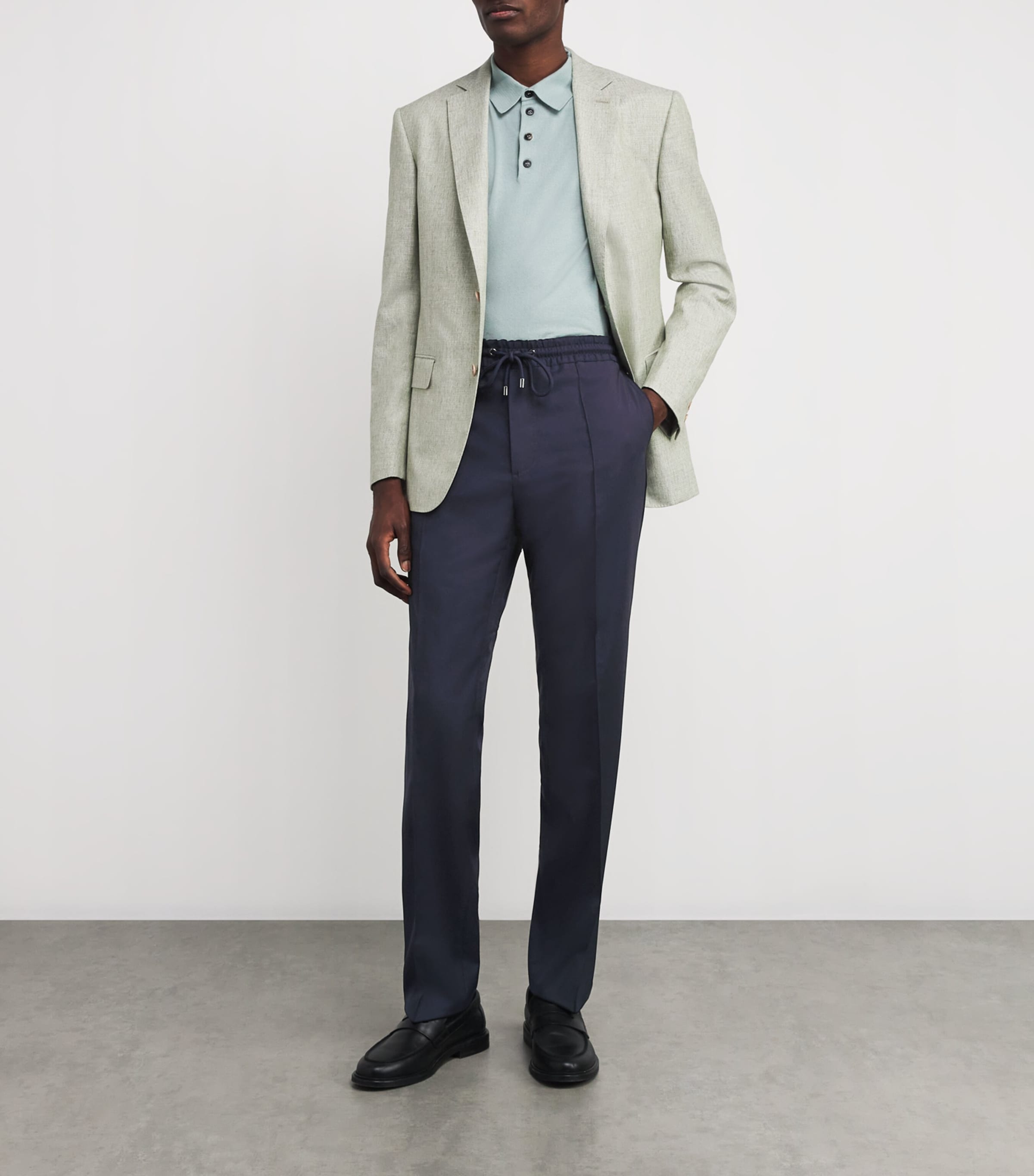 Stretch-Wool Drawstring Trousers 01BLU NAVY Image 2