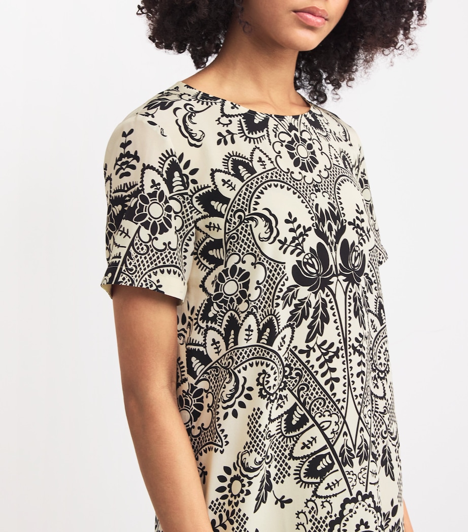 Silk Crepe de Chine Printed Midi Dress IVORY Image 6