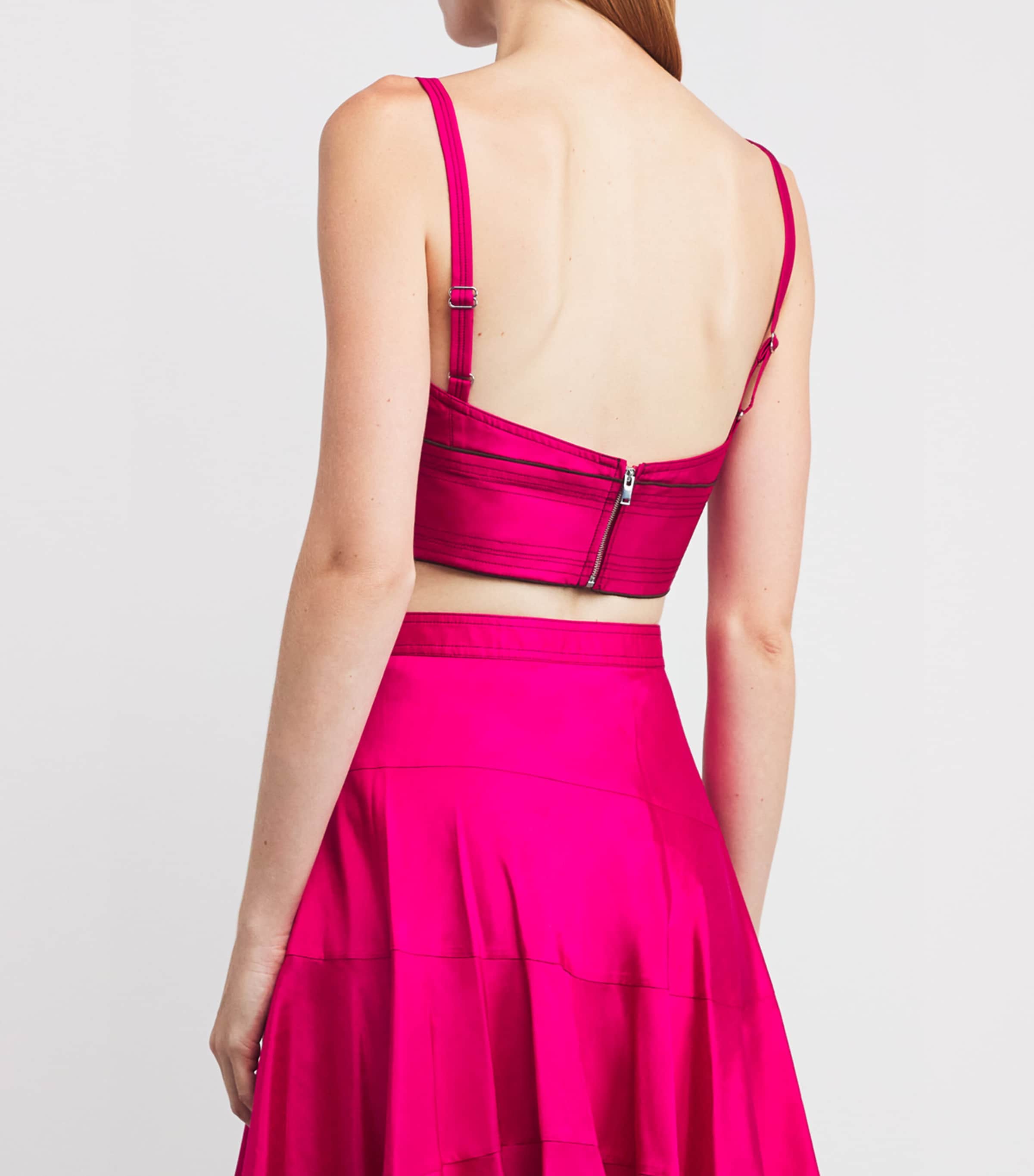 Silk Dupioni Bra Top 654 BOLD PINK Image 4