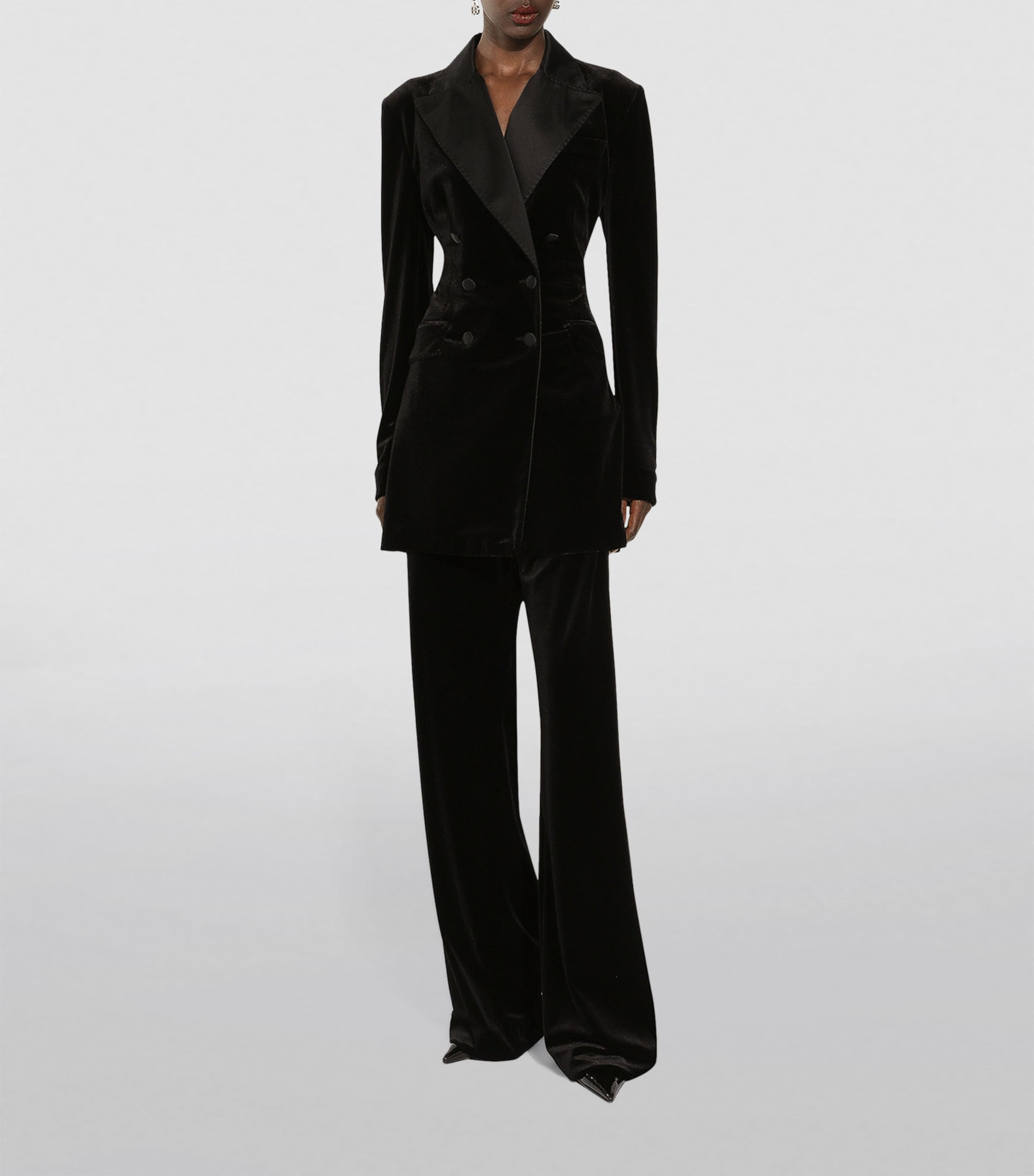 Velour Flared Trousers N0000-BLACK Image 2