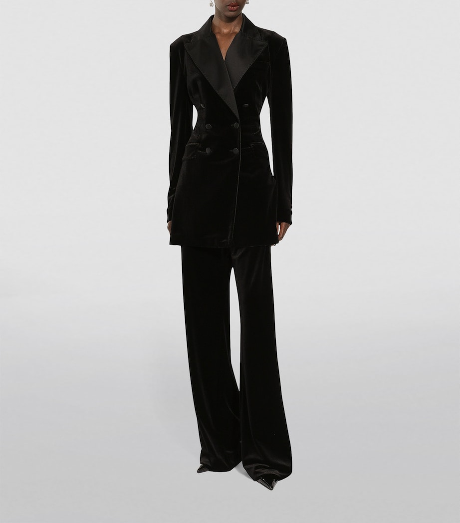 Velour Flared Trousers N0000-BLACK Image 2