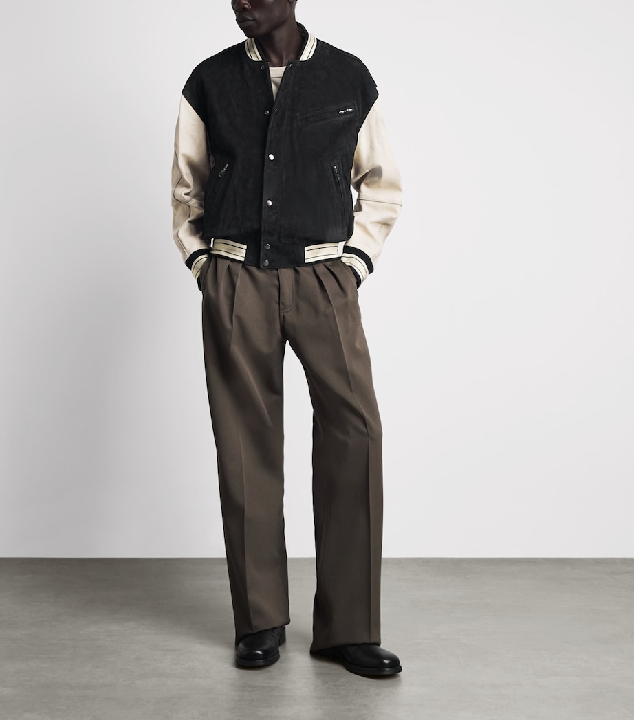 Coor Mens Suede Varsity Jacket Black Image 2