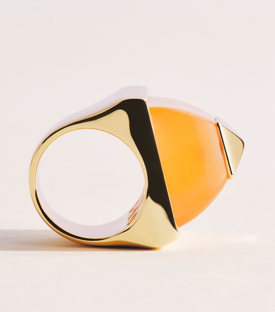 Eddie Borgo Gold-Plated Sugarloaf Pyramid Ring Gold/amber Image 3