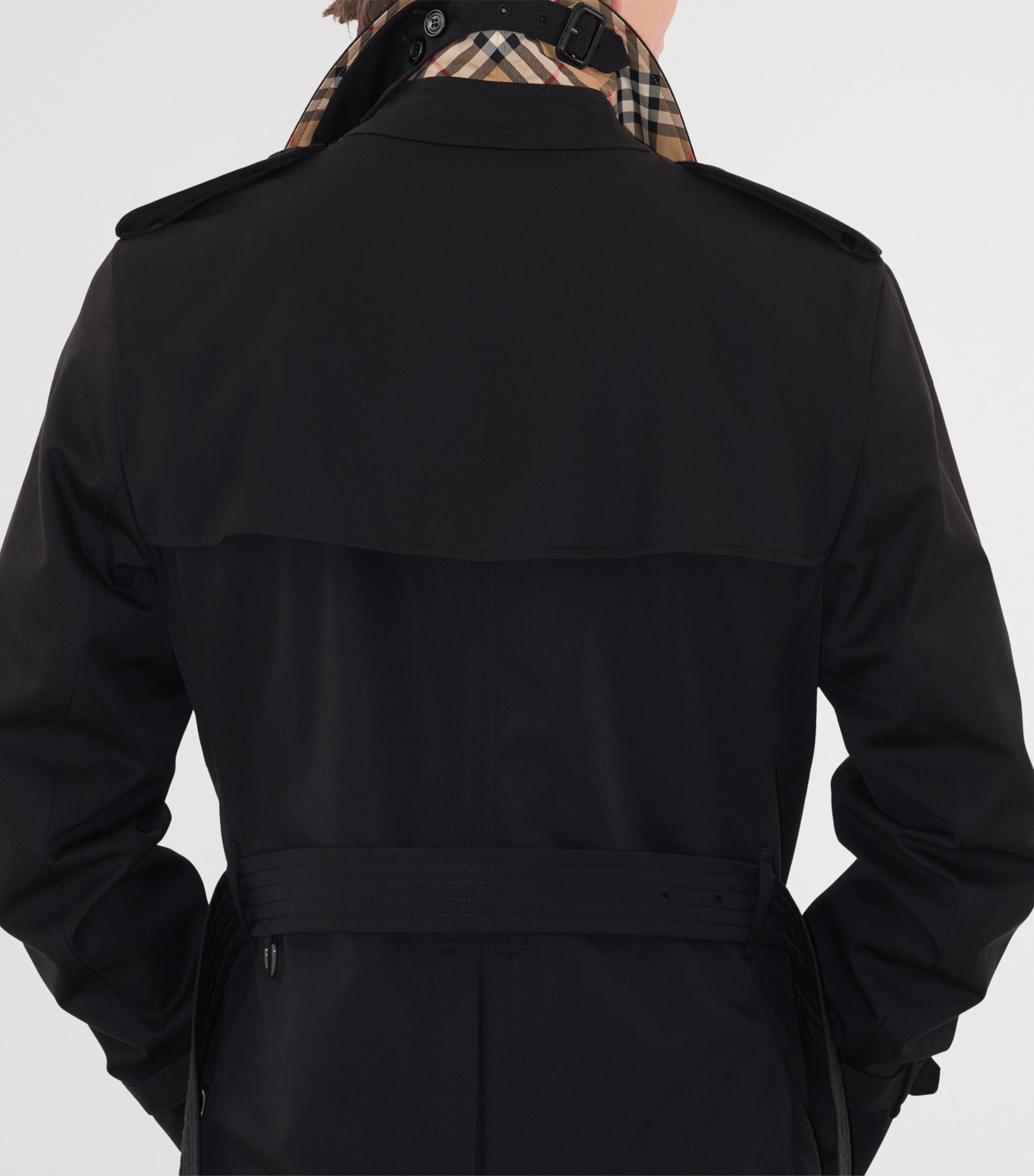 Cotton Kensington Short Trench Coat BLACK Image 10