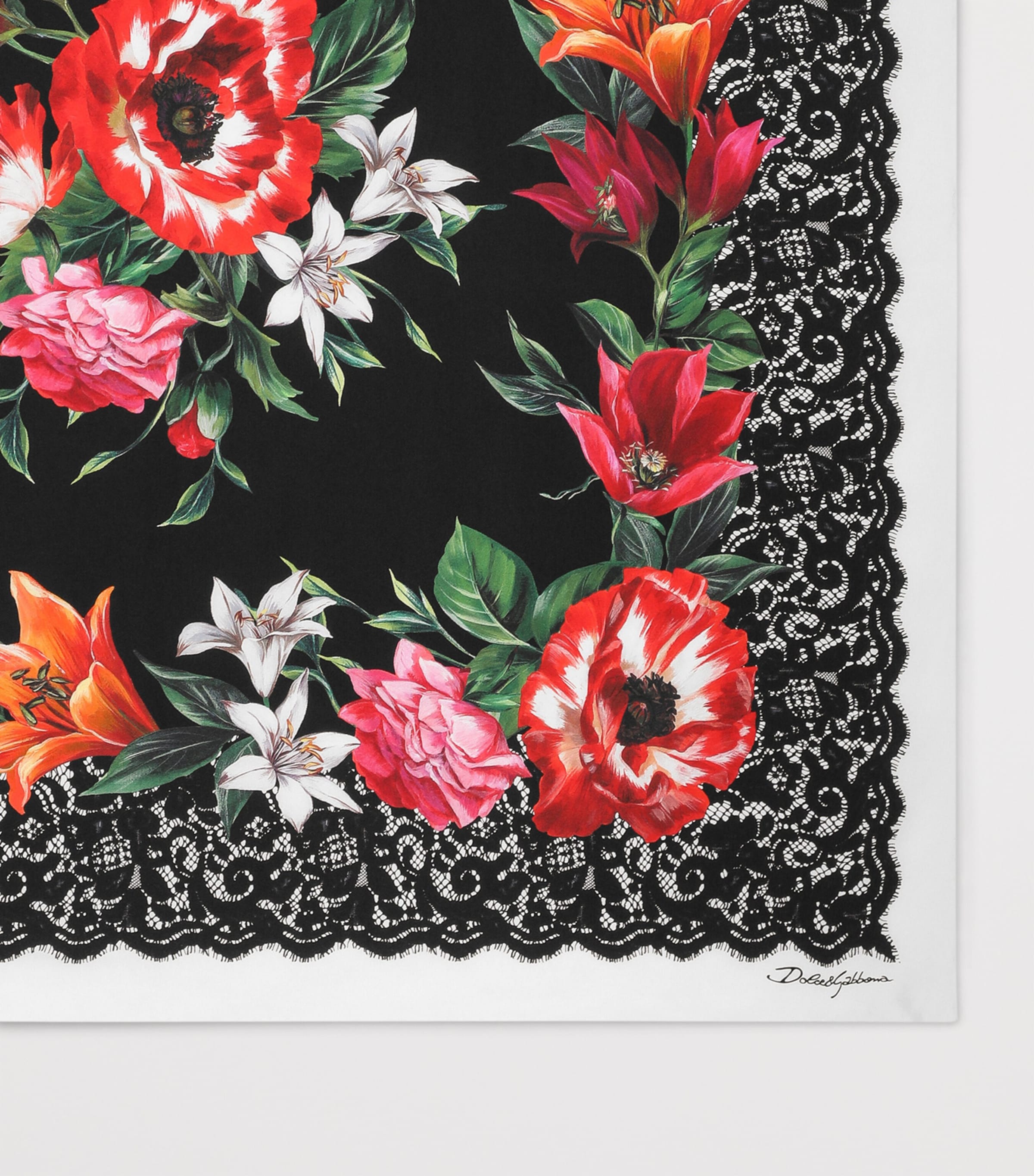 Silk Printed Scarf HN5QV-FIORI FDO.NERO Image 2