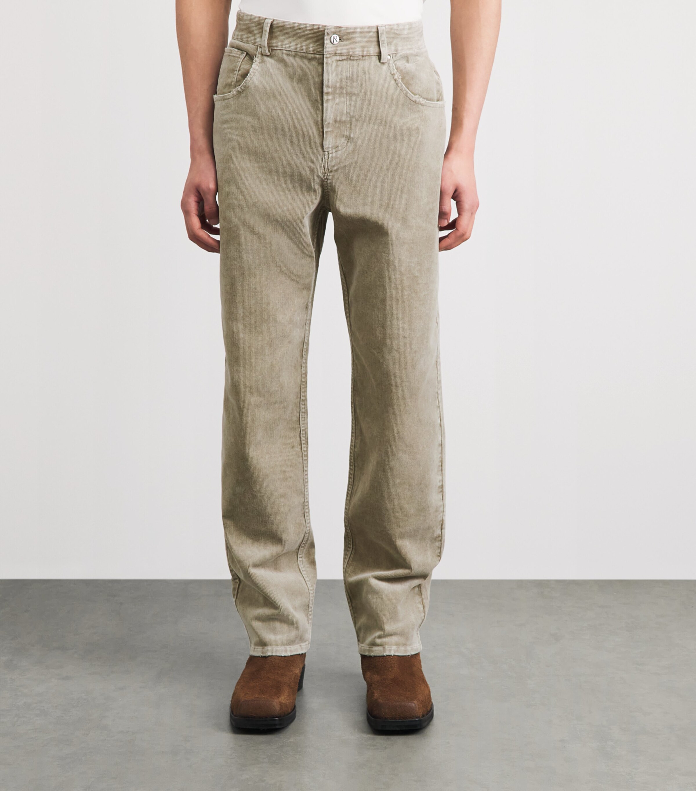 Represent Mens Corduroy Straight Trousers Vintage Khaki Image 4