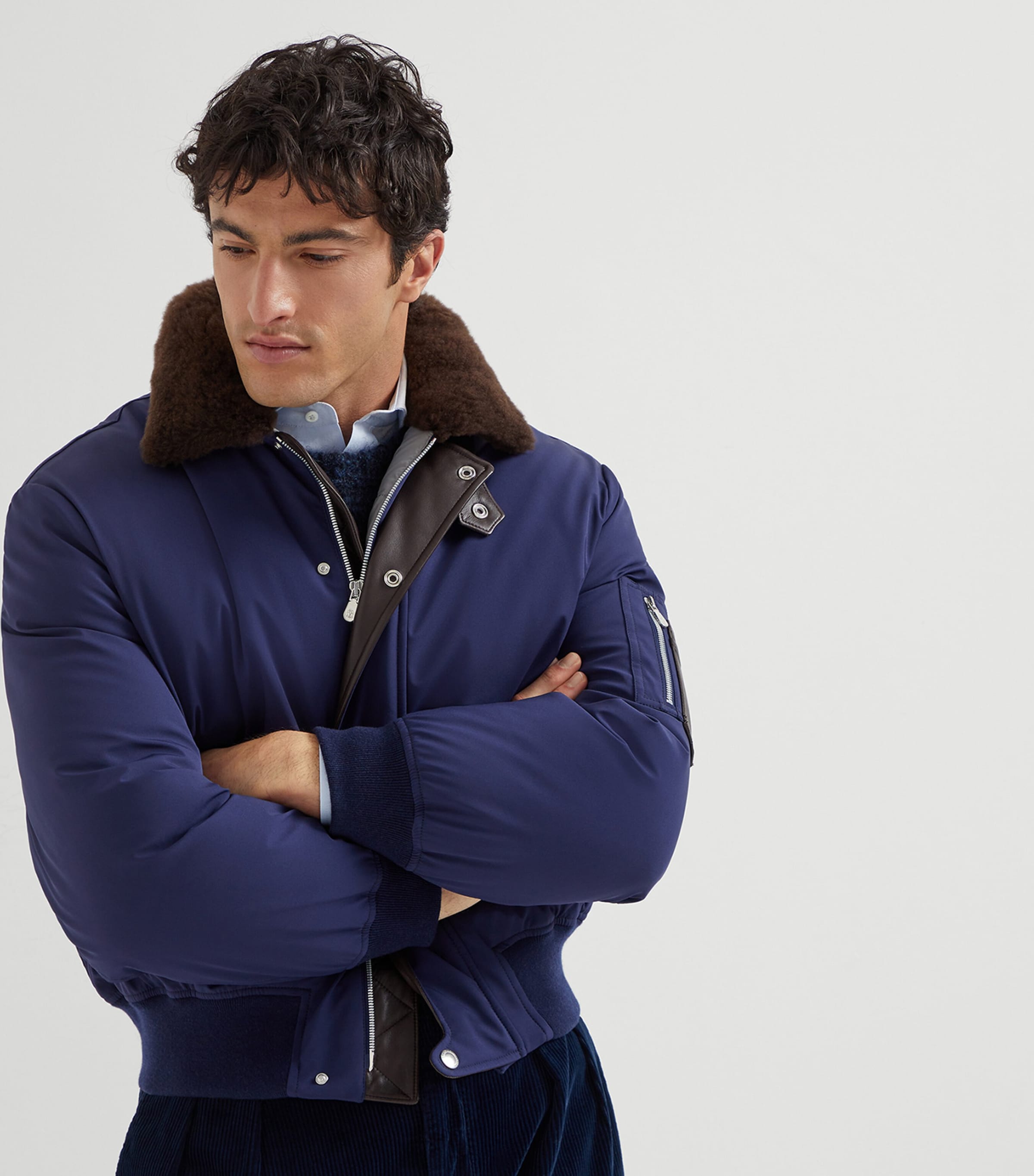 Brunello Cucinelli Blue Down-Filled Bomber Jacket | Harrods US