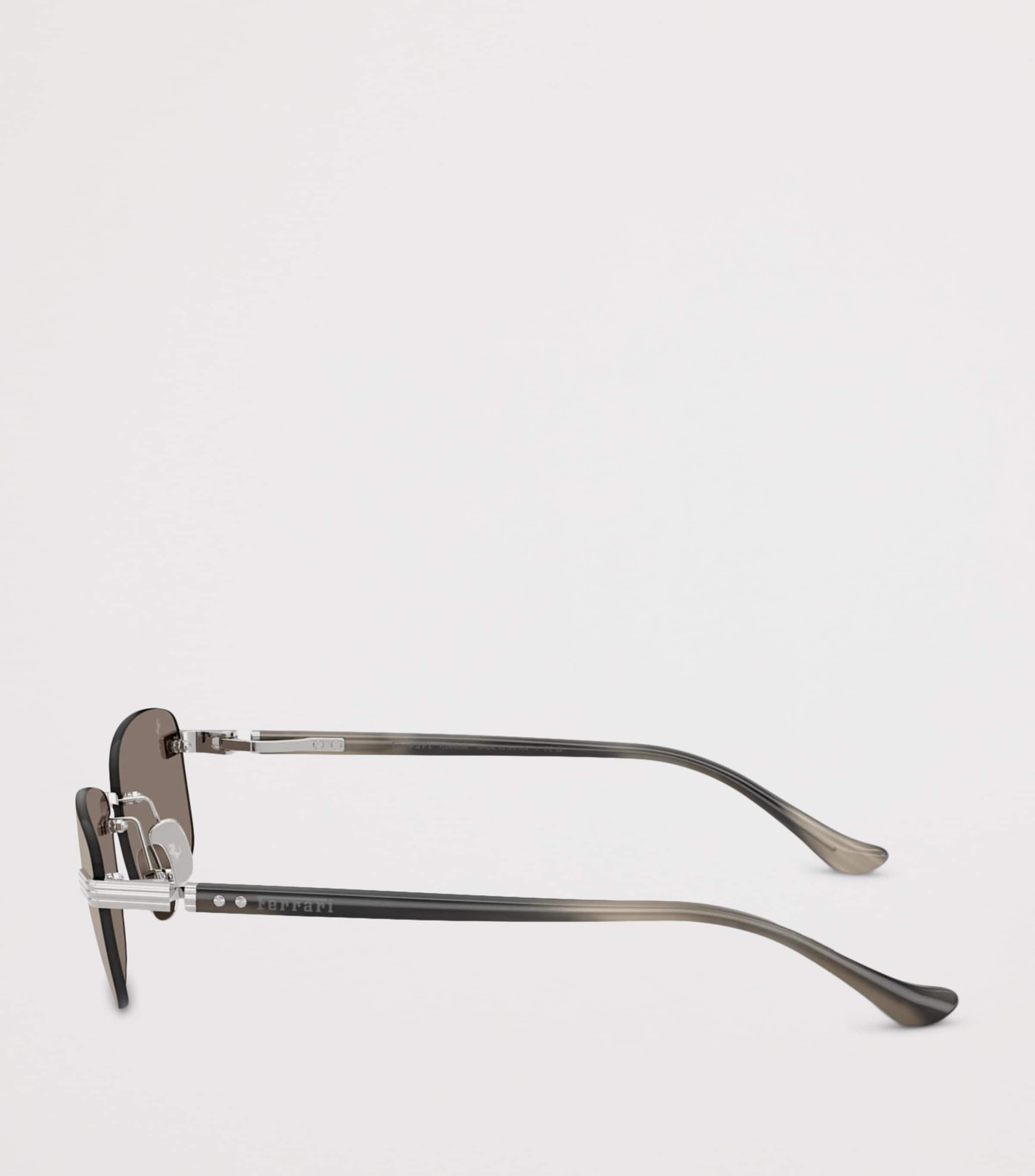 Ferrari Titanium Rimless Rectangular Sunglasses Silver Image 3