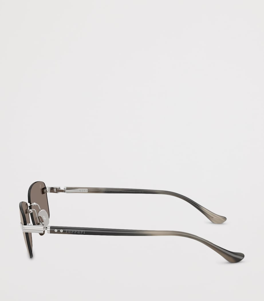 Ferrari Titanium Rimless Rectangular Sunglasses Silver Image 3