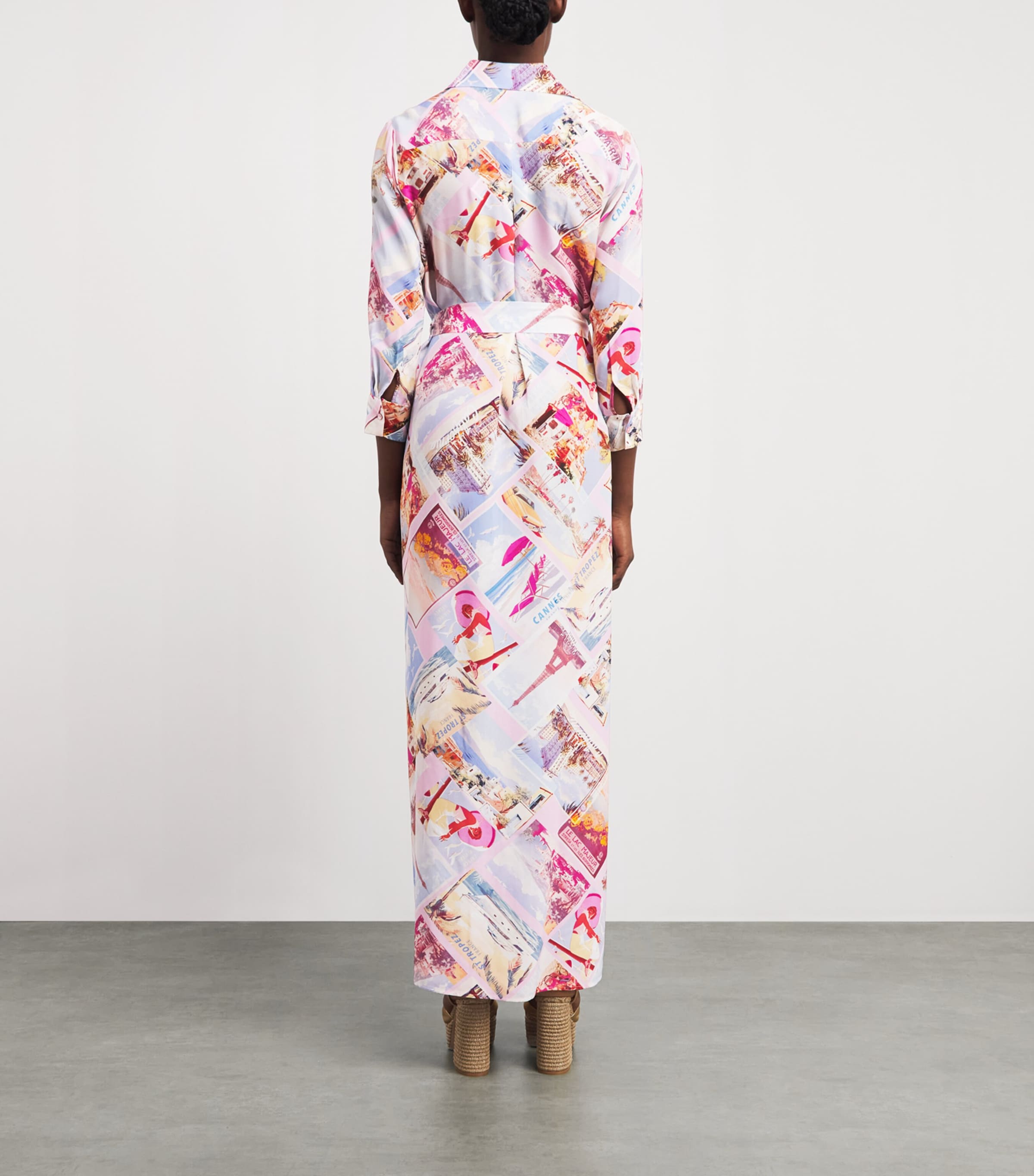 L'Agence Womens Silk Printed Cameron Maxi Shirt Dress Pink Mlt Pstcrd Prnt Image 4