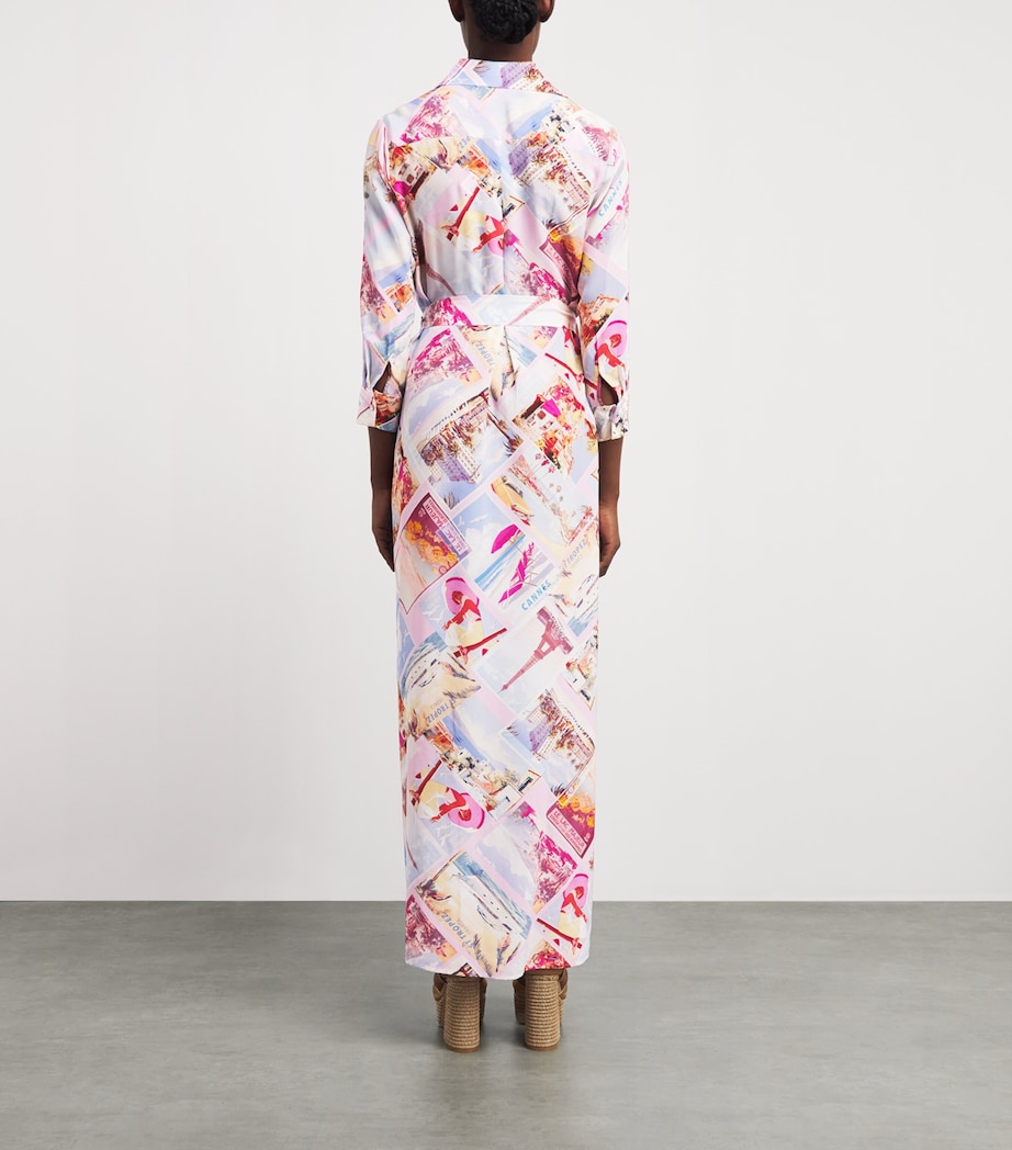 L'Agence Womens Silk Printed Cameron Maxi Shirt Dress Pink Mlt Pstcrd Prnt Image 4