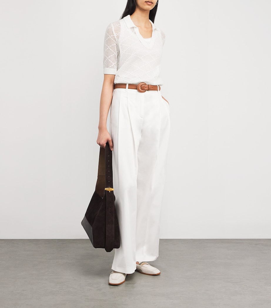 Cotton Crochet Polo Shirt BIANCO Image 2