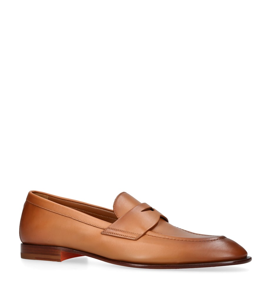 Santoni Leather Famed Loafers Tan Image 3