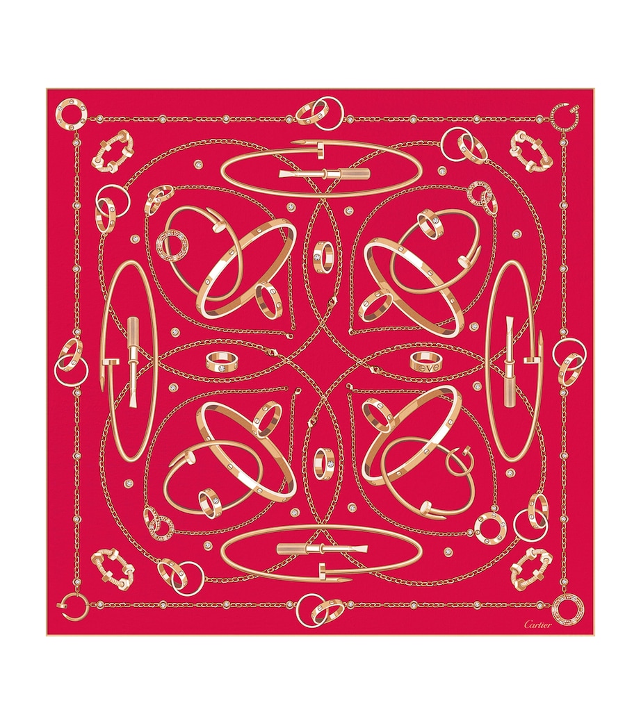 Silk Precious Mundanity Printed Scarf RED Image 1