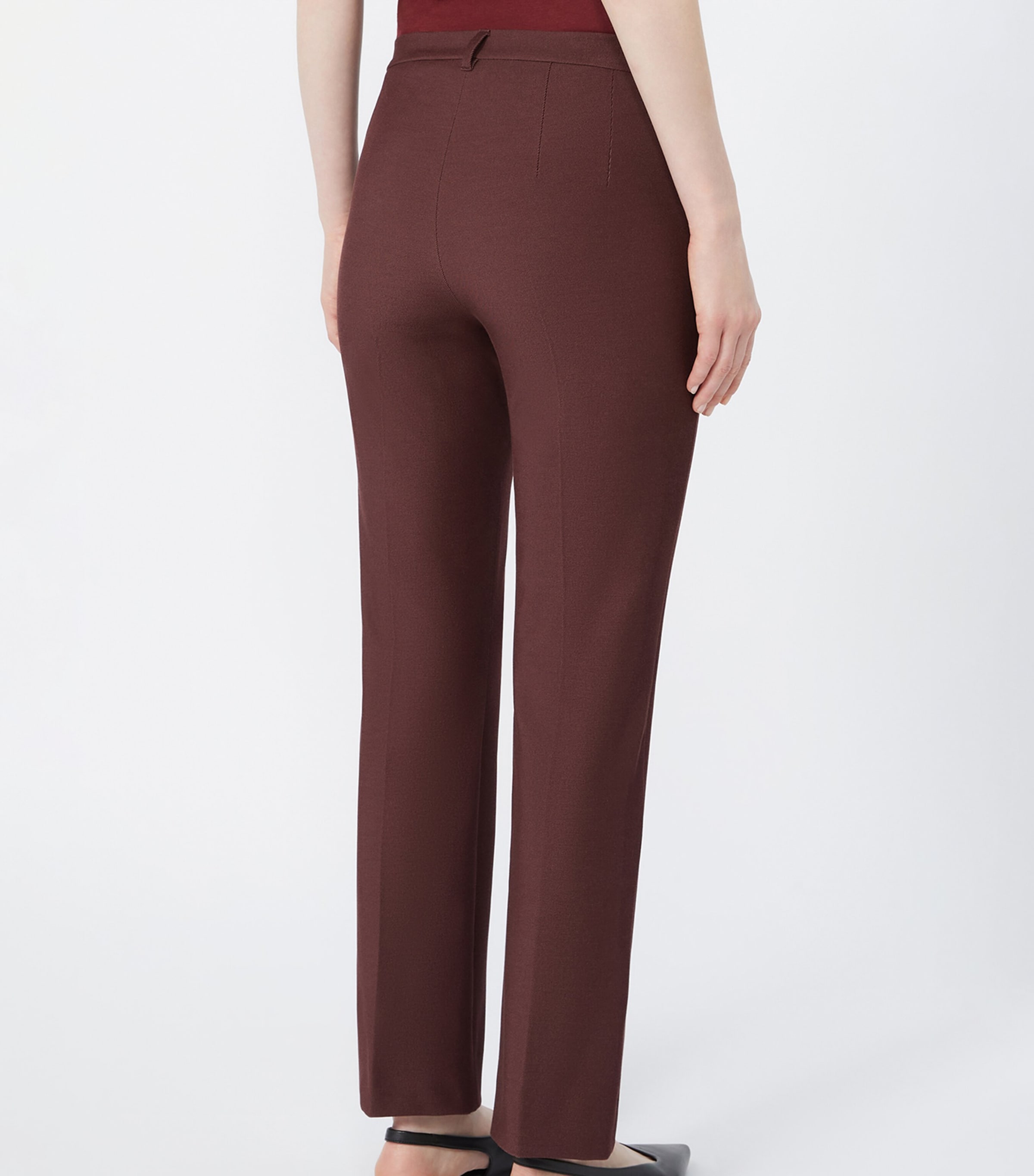 Max Mara Womens Cotton-Blend Flared Trousers Bordeaux Image 4