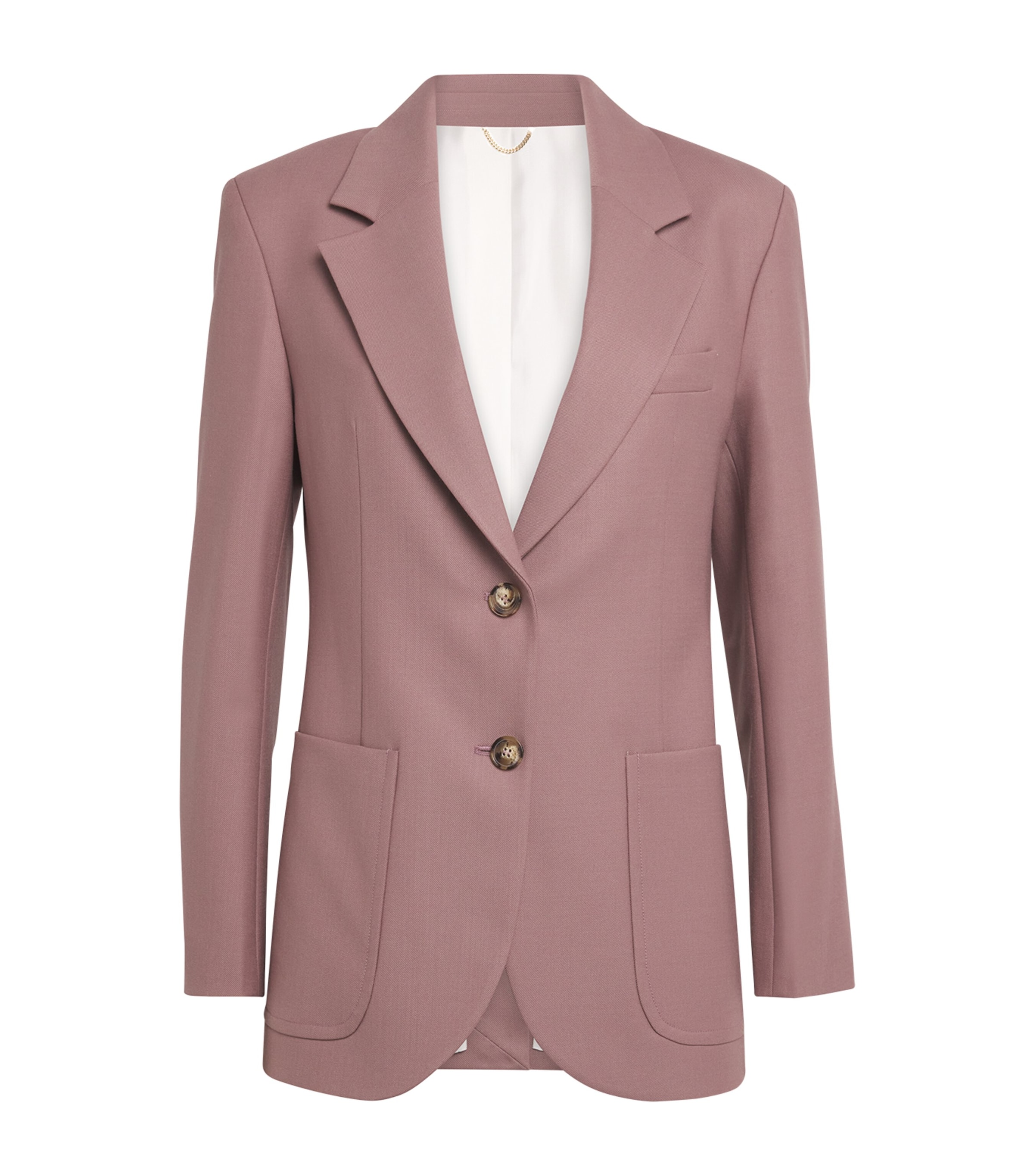 Victoria Beckham Womens Mauve Single-breasted Notch-lapel Wool-blend Blazer In Pink