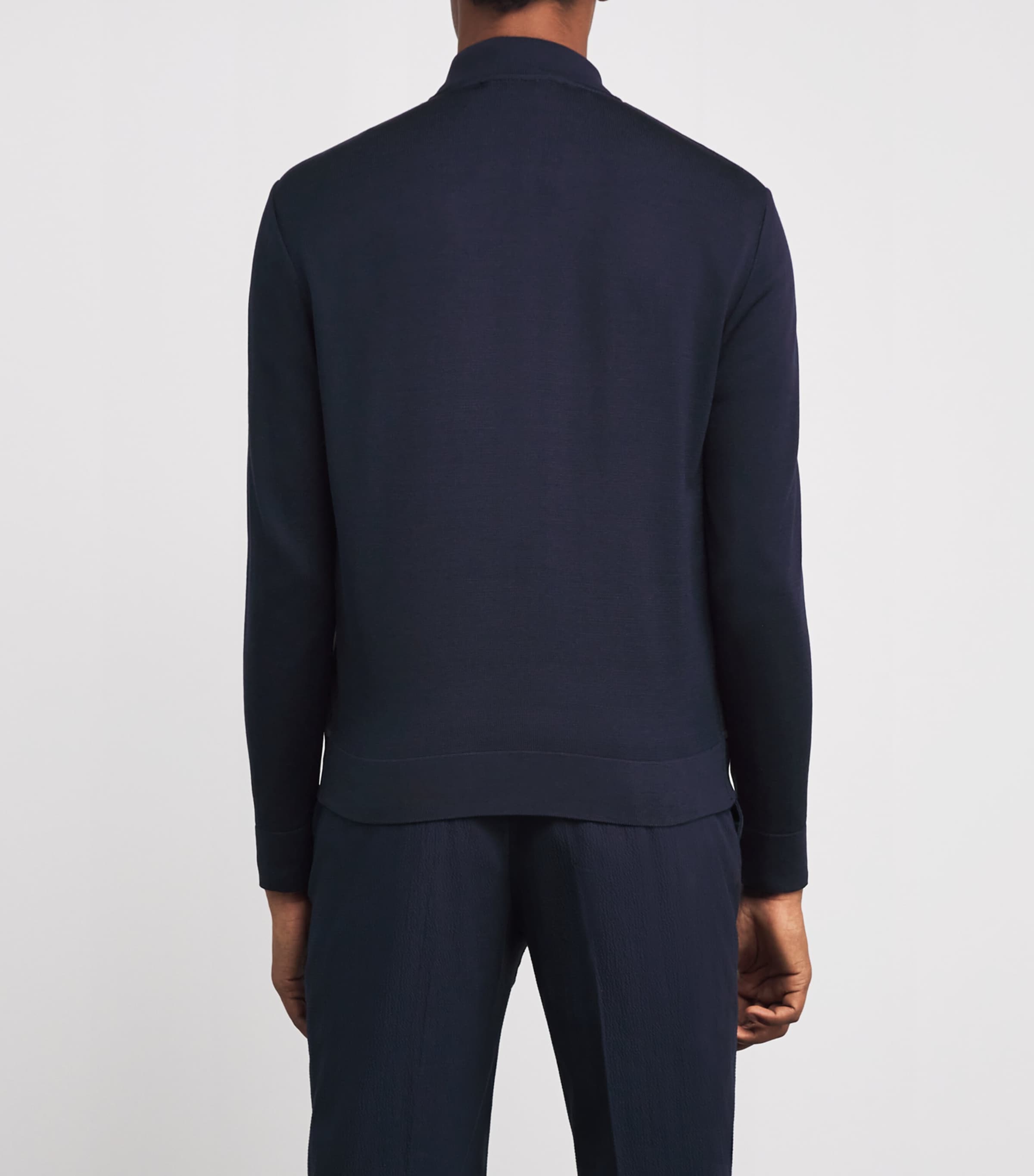 Suede-Silk Bomber Jacket 001 NAVY BLUE Image 4