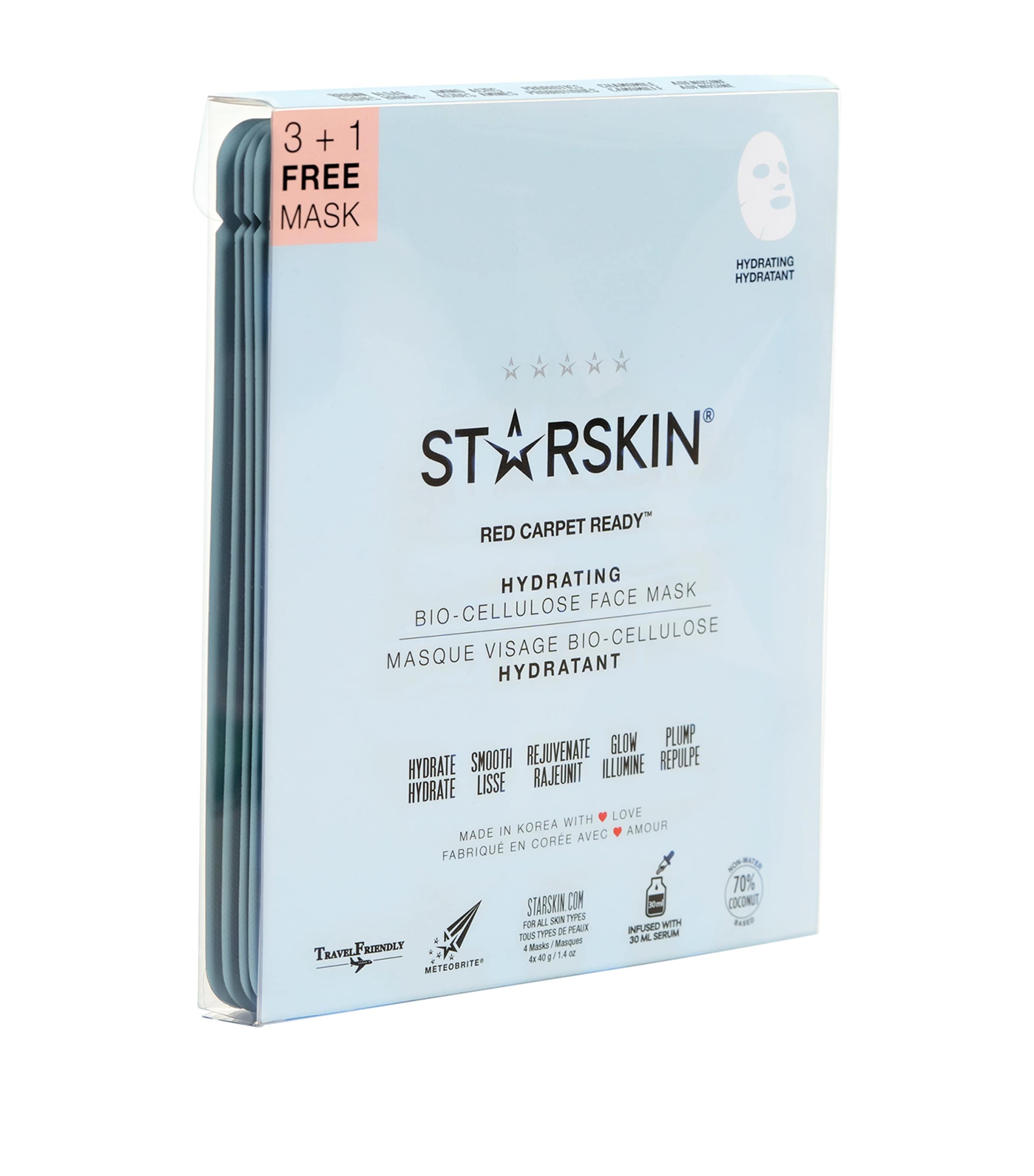 Red Carpet Ready Hydrating Bio-Cellulose Face Mask (Pack of 4) NO COLOUR Image 4