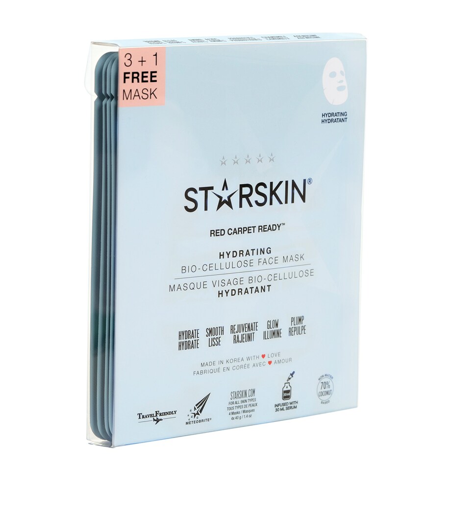 Red Carpet Ready Hydrating Bio-Cellulose Face Mask (Pack of 4) NO COLOUR Image 4