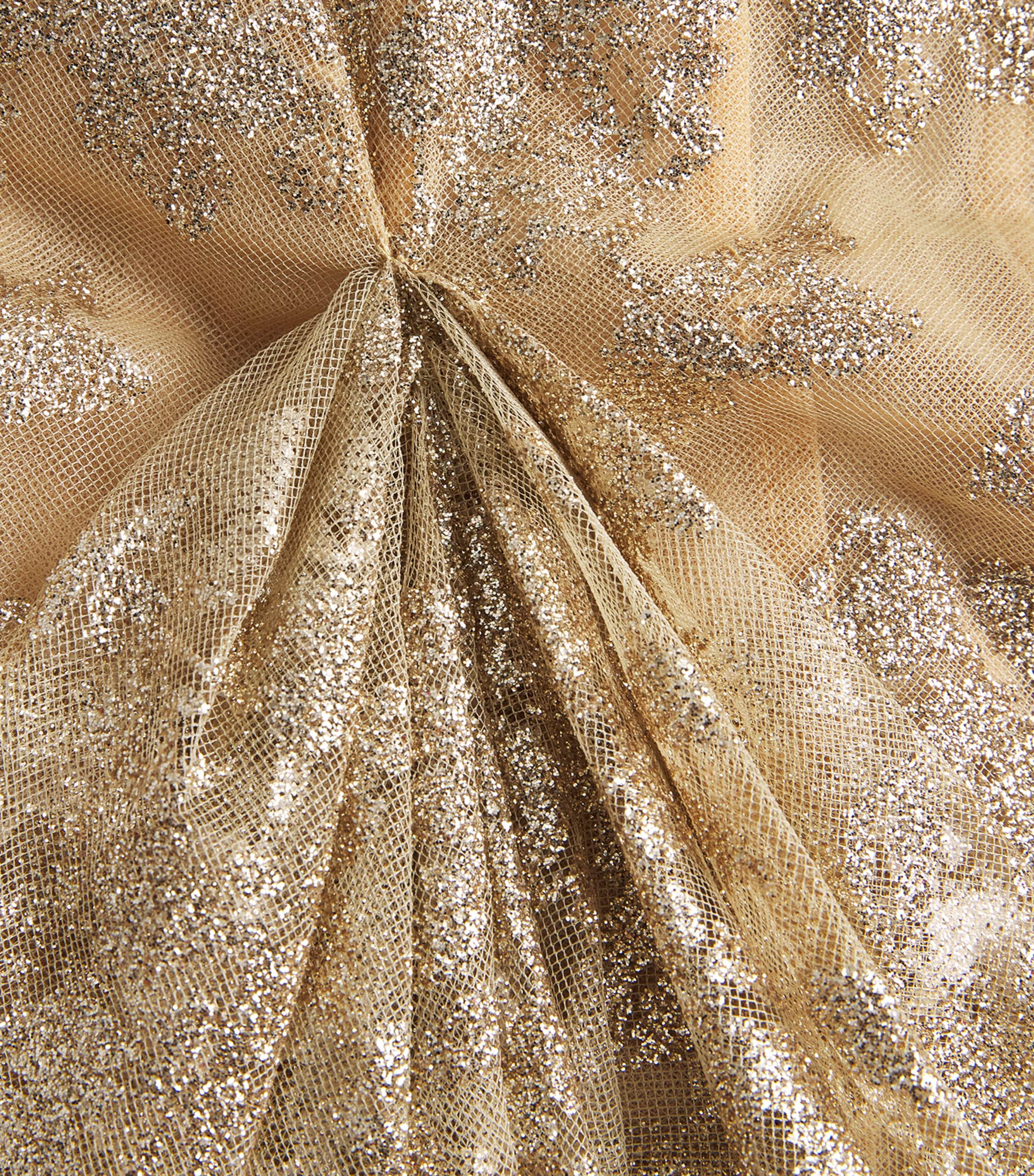 Sandra Mansour Womens Embellished Long-Sleeve Gown Gold Image 6