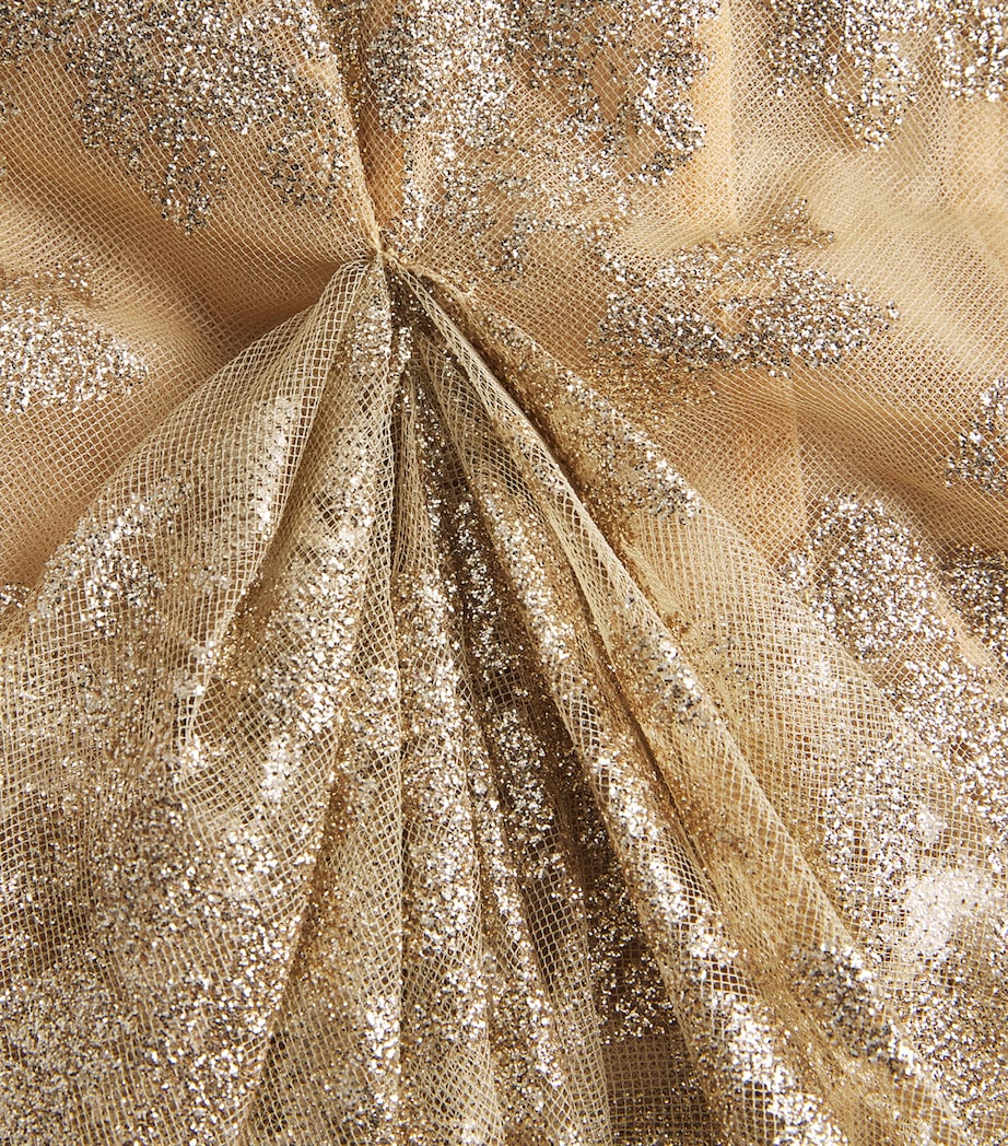 Sandra Mansour Womens Embellished Long-Sleeve Gown Gold Image 6
