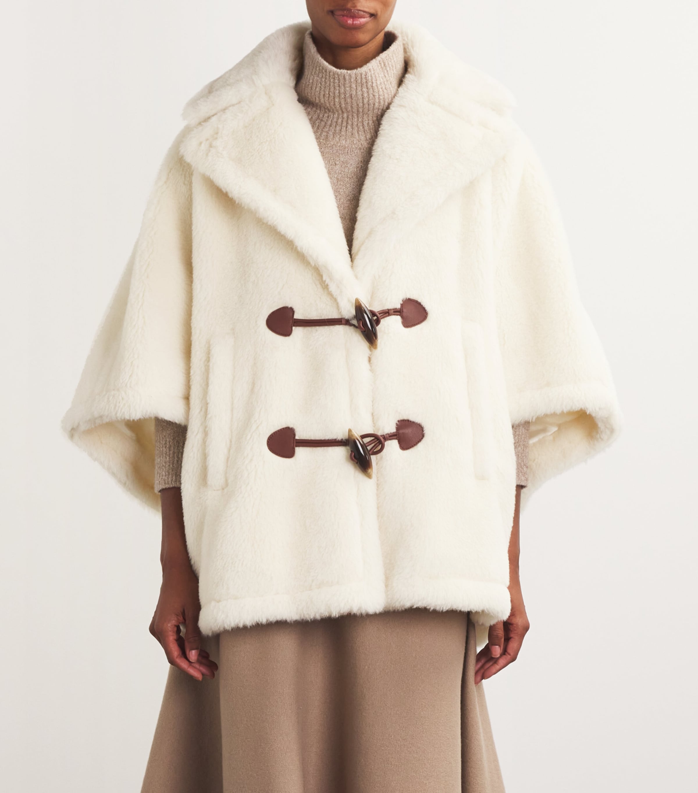 Max Mara White Teddy Oversized Cape | Harrods US