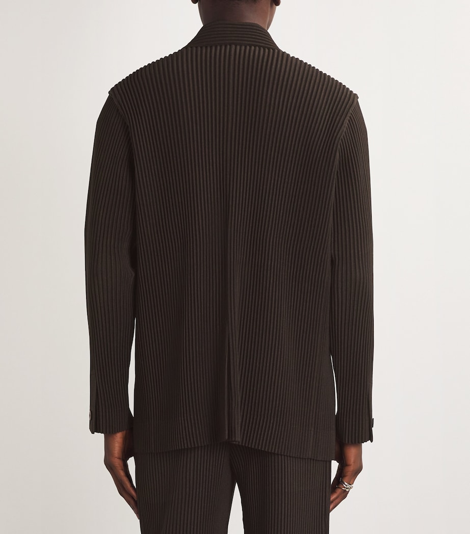 Homme Plissé Issey Miyake Mens Pleated Single-Breasted Blazer Brown Image 3