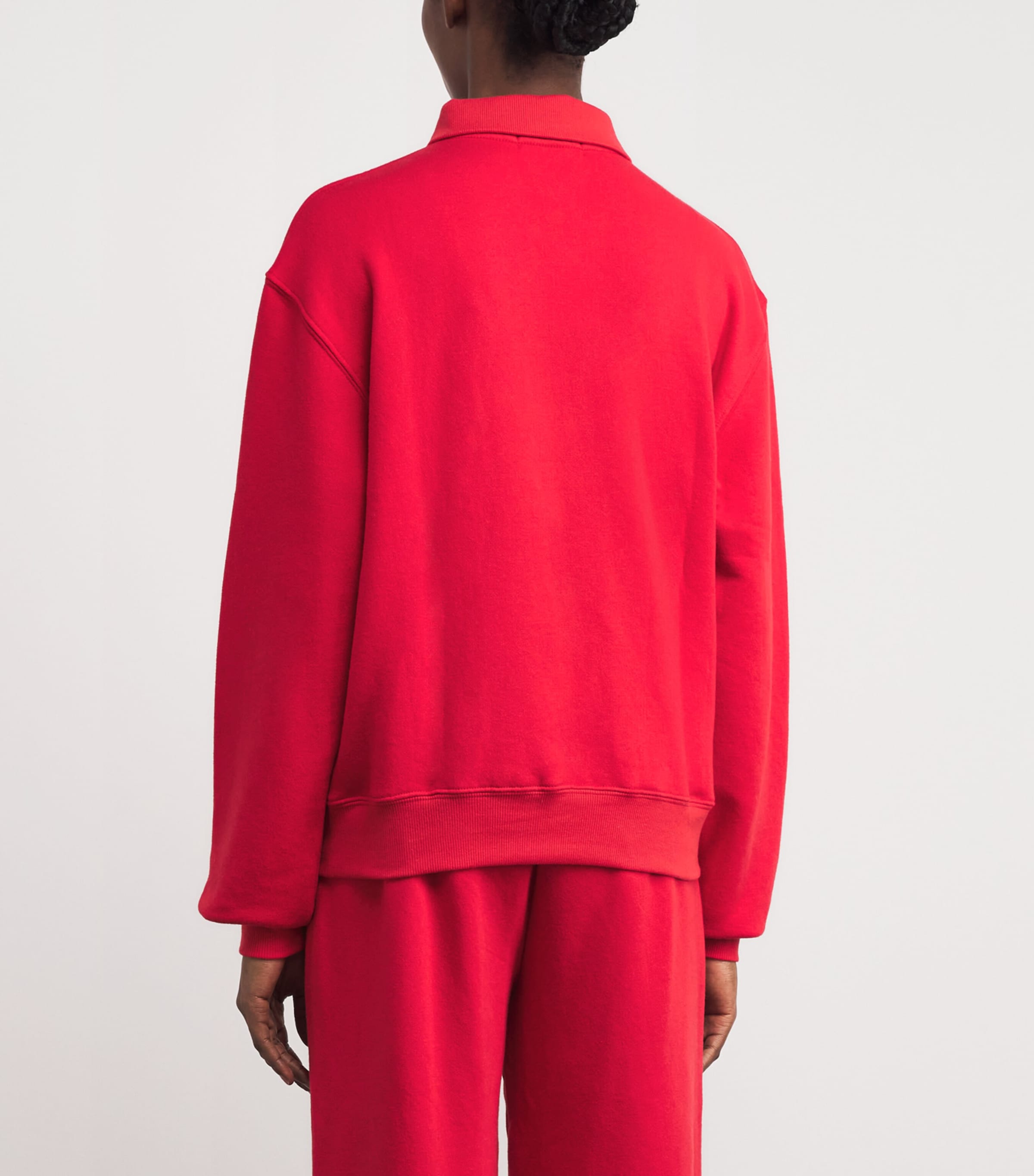 ÉTERNE Womens French Terry Polo Sweatshirt Rou Rouge Image 4