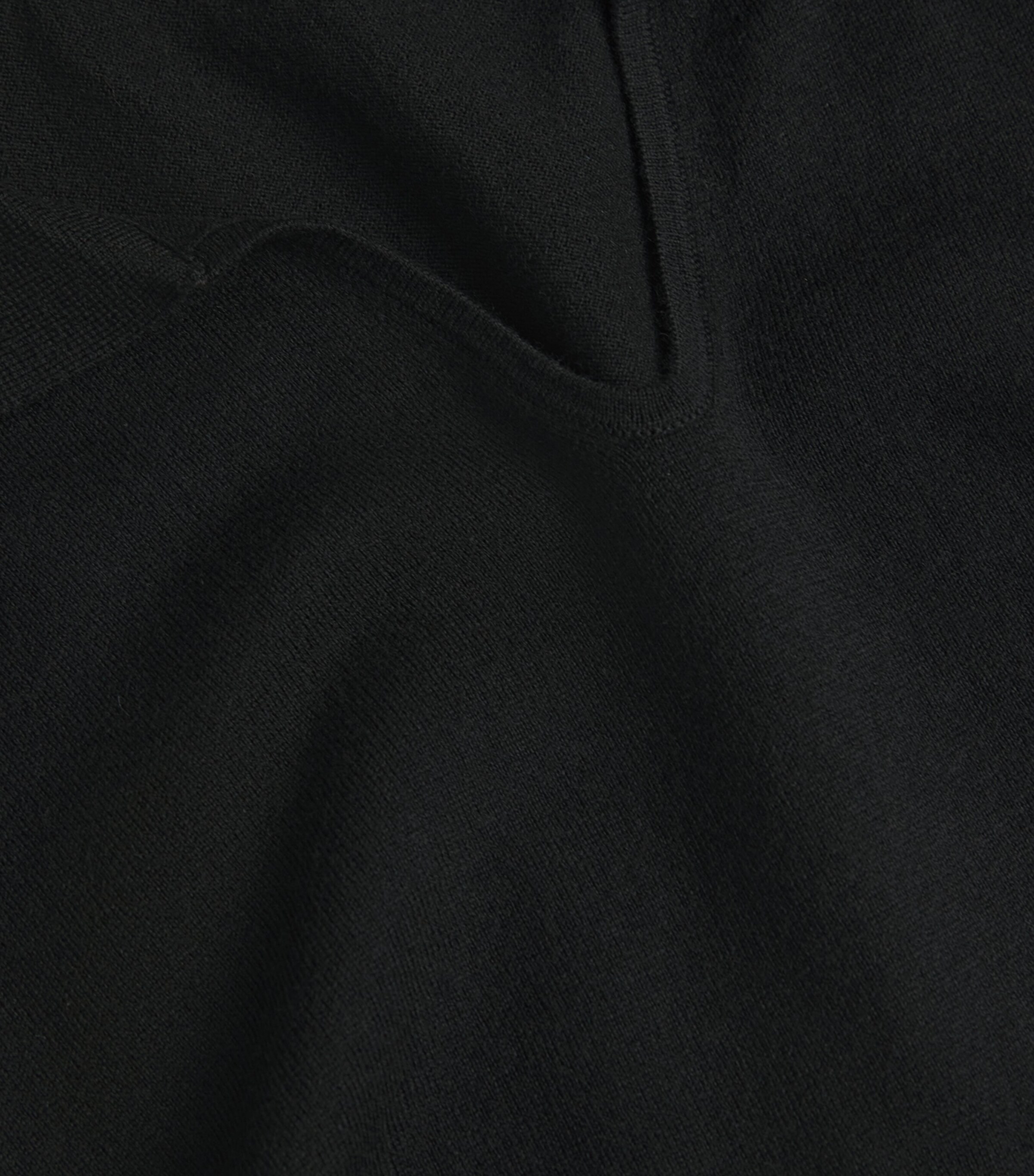 Wool-Cotton Open-Collar Polo Shirt 3000-BLACK Image 5