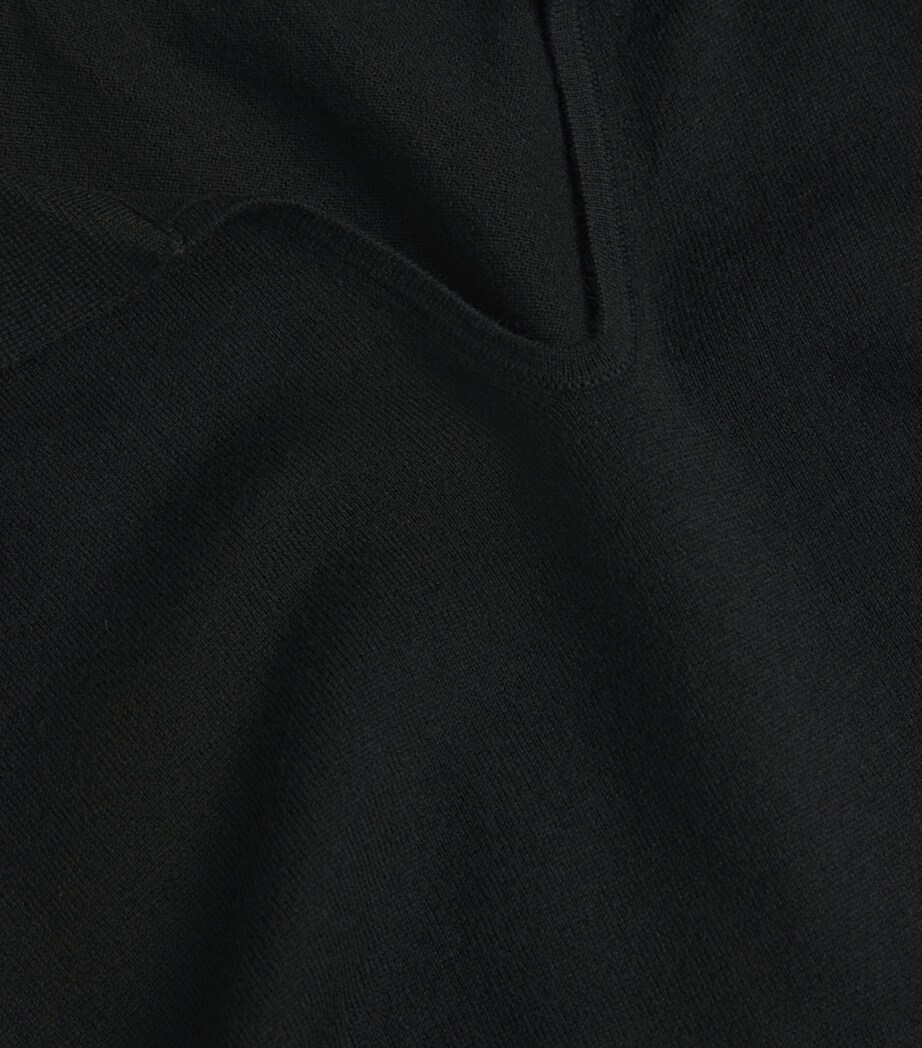 Wool-Cotton Open-Collar Polo Shirt 3000-BLACK Image 5