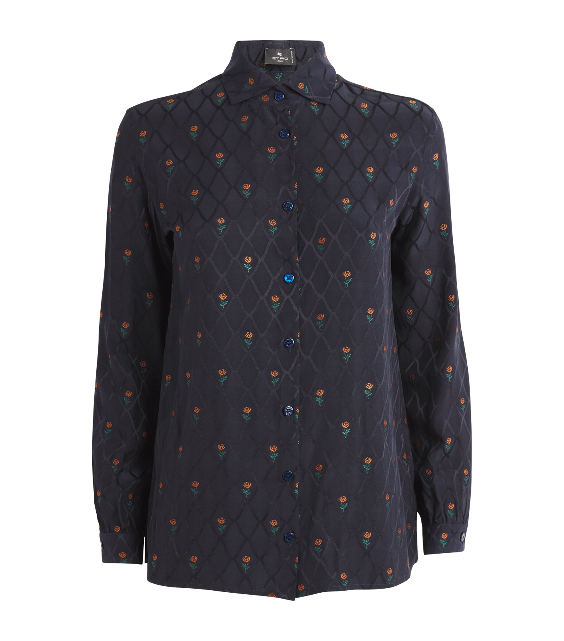 Etro Floral Diamond Grid Shirt In Black