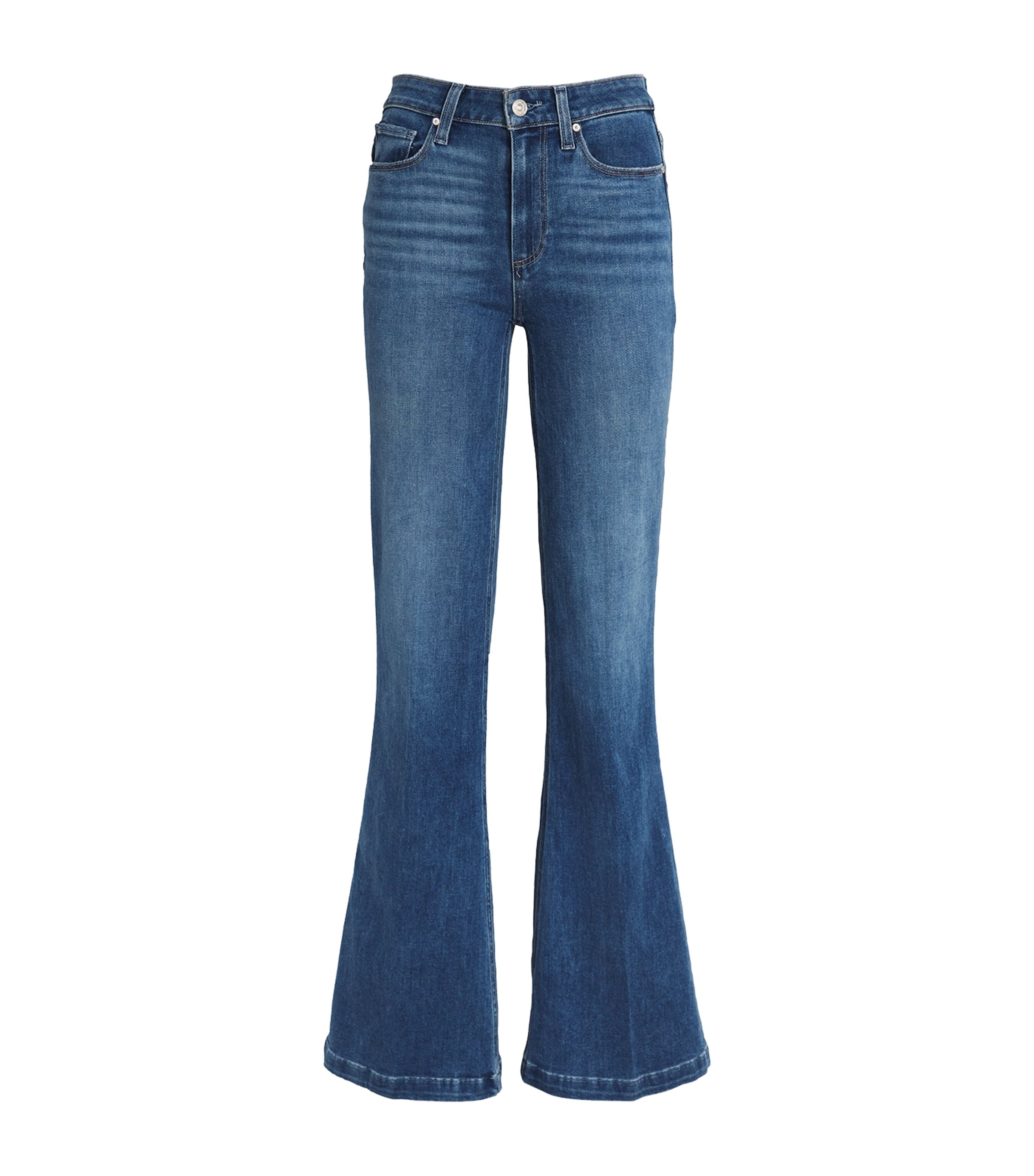 Shop Paige Genevive High-waist Flared Jeans In Blue