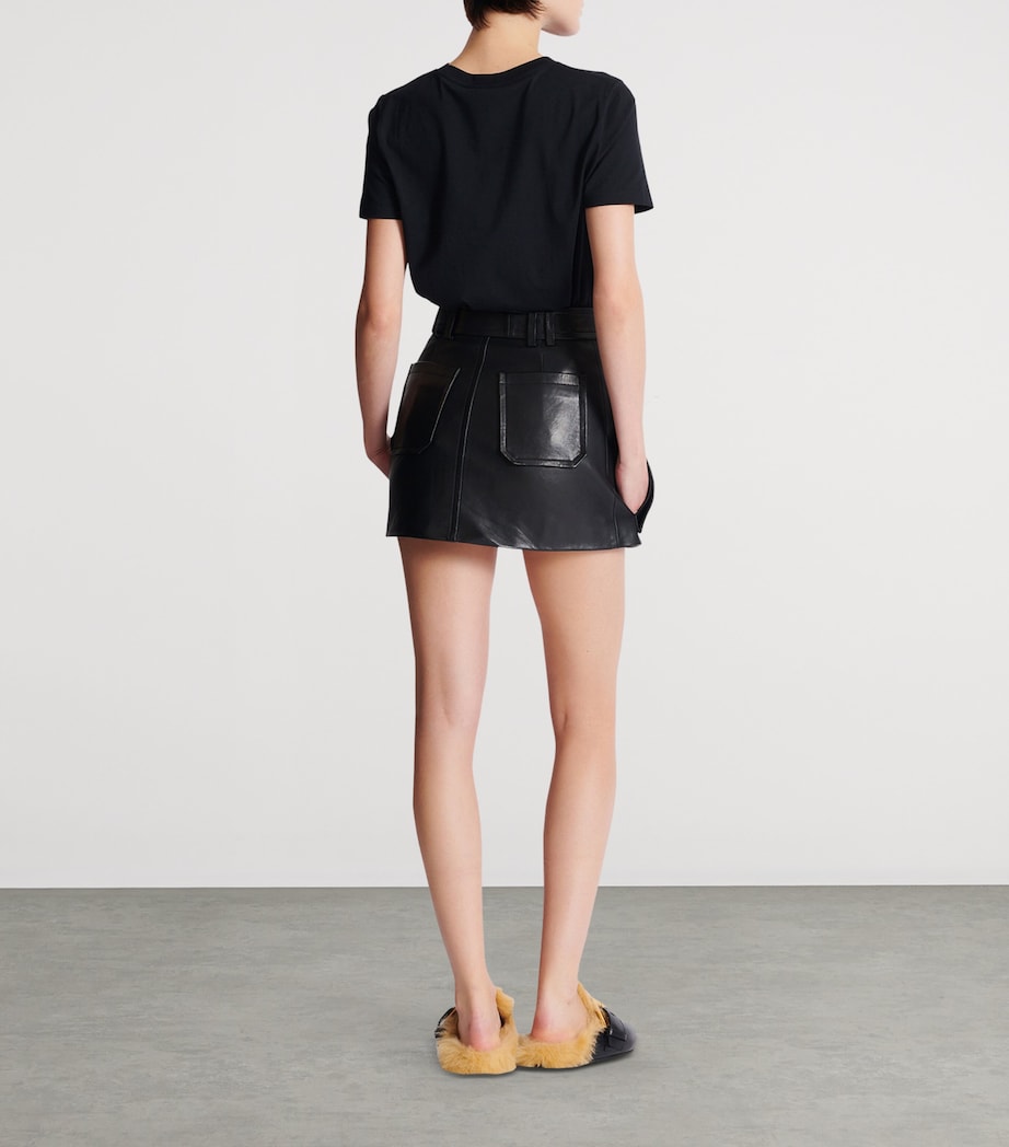 Lambskin Belted Mini Skirt 0PA NOIR Image 5