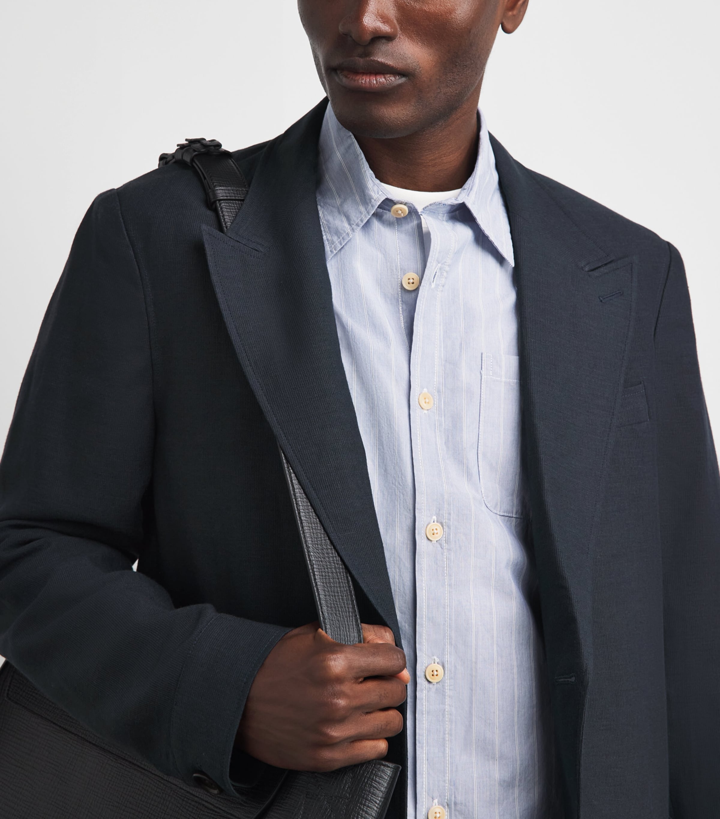 Oliver Spencer Mens Linen-Wool-Cotton Finsbury Blazer Navy Image 3