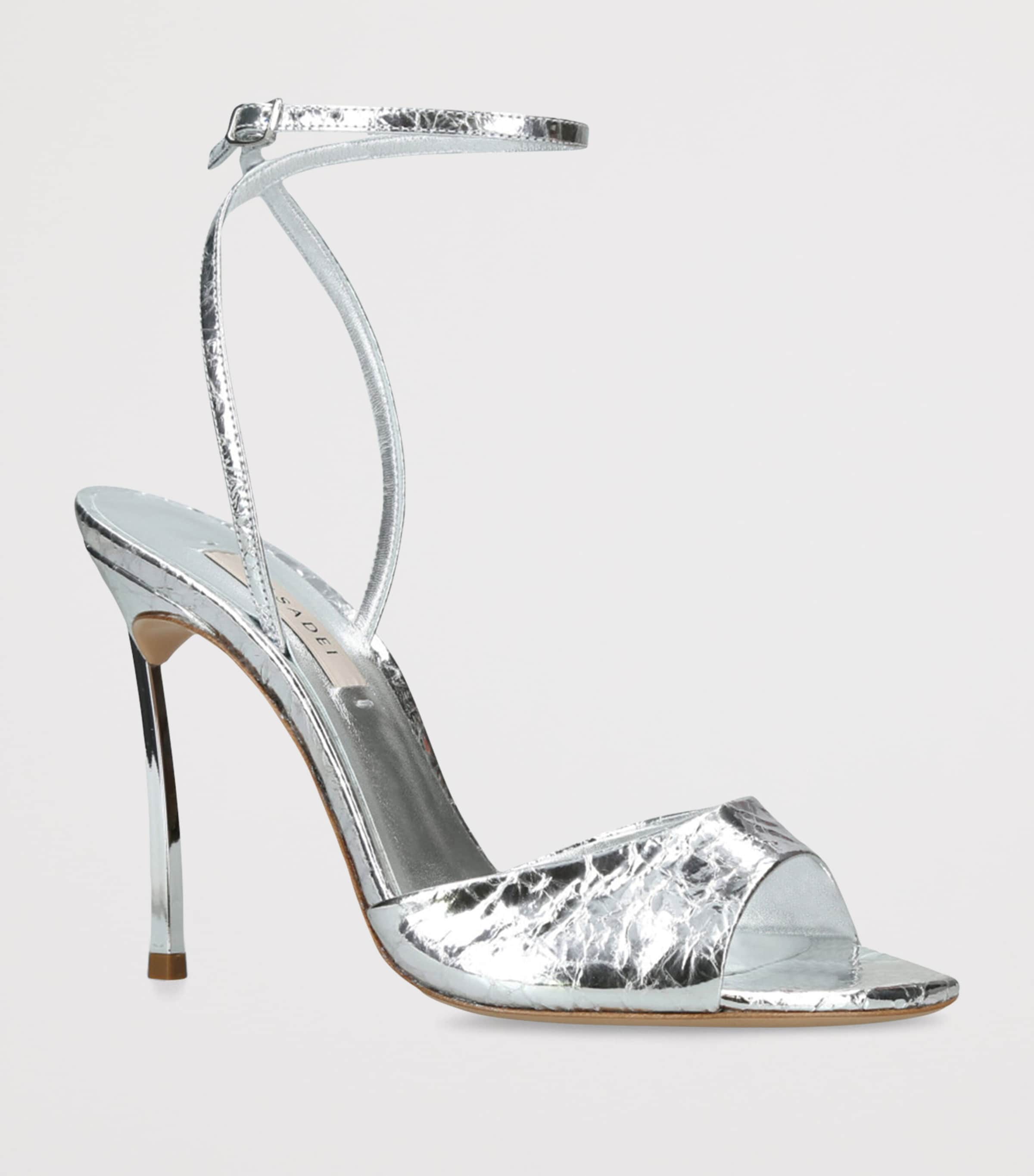 Metallic Leather Blade Heeled Sandals 100 SILVER Image 3