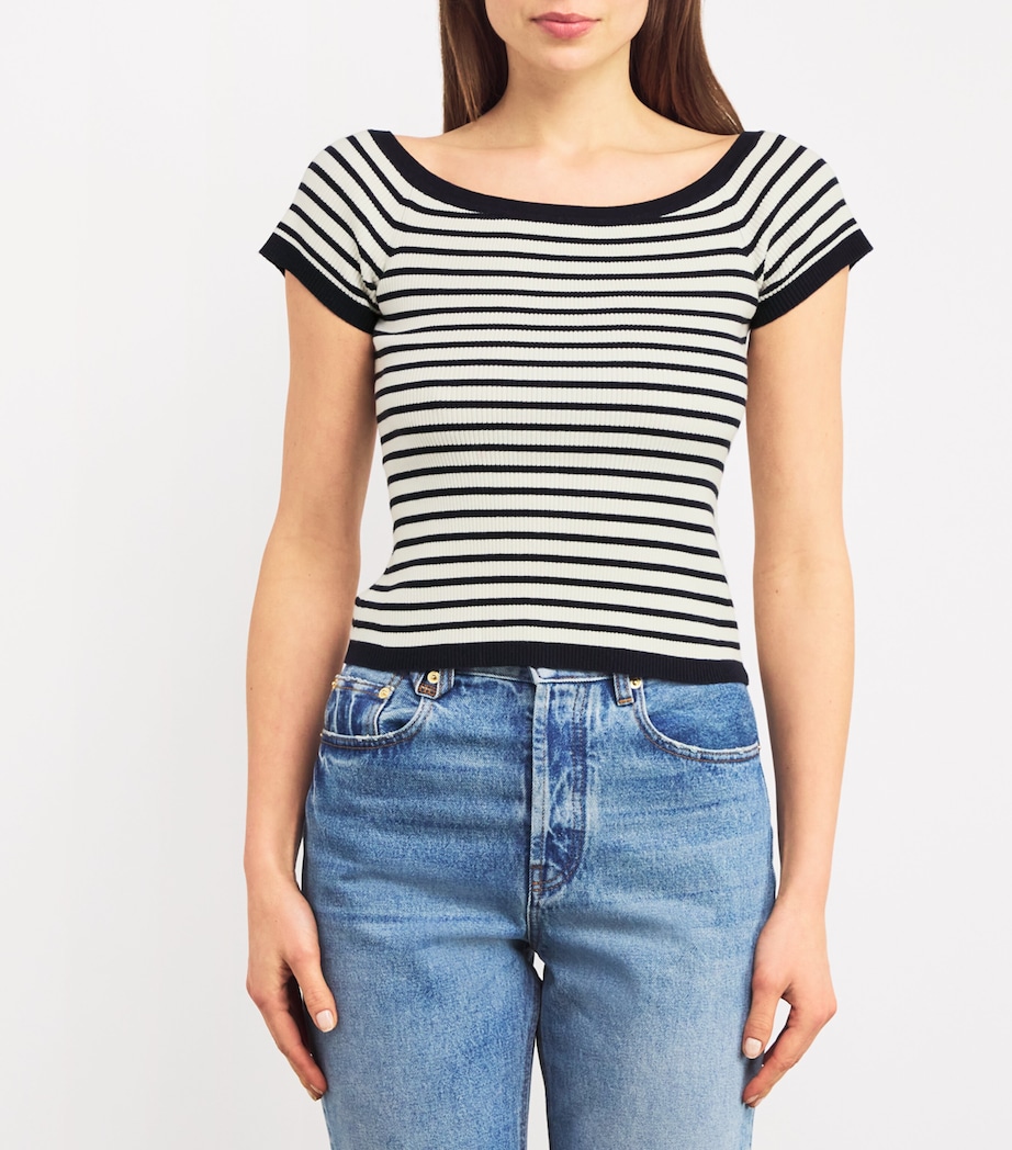 Striped Off-The-Shoulder Top NAVY / ECRU Image 3