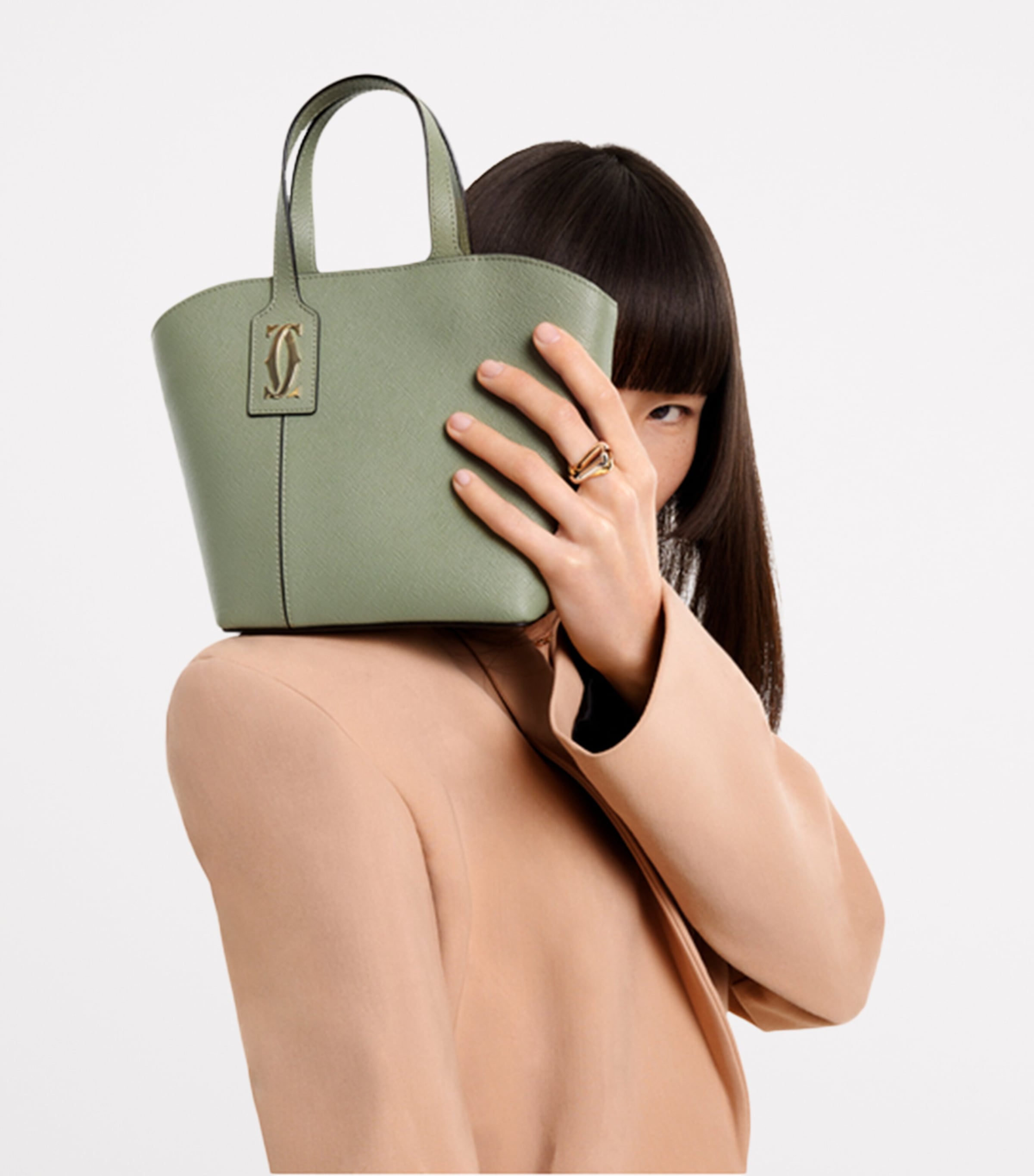 Mini Leather C de Cartier Tote Bag SAGE GREEN Image 7